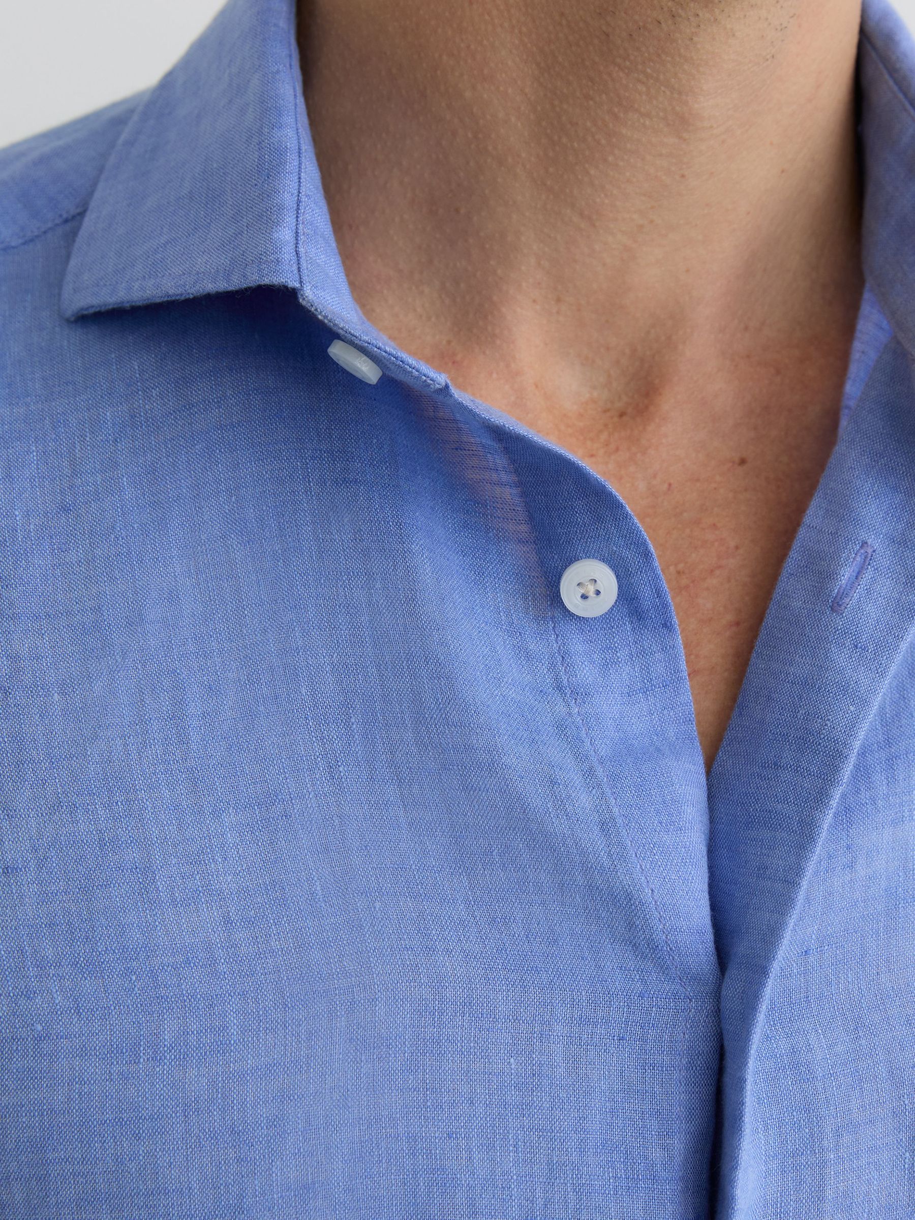 Linen Cutaway-Collar Regular-Fit Shirt in Buddy Blue - image 3