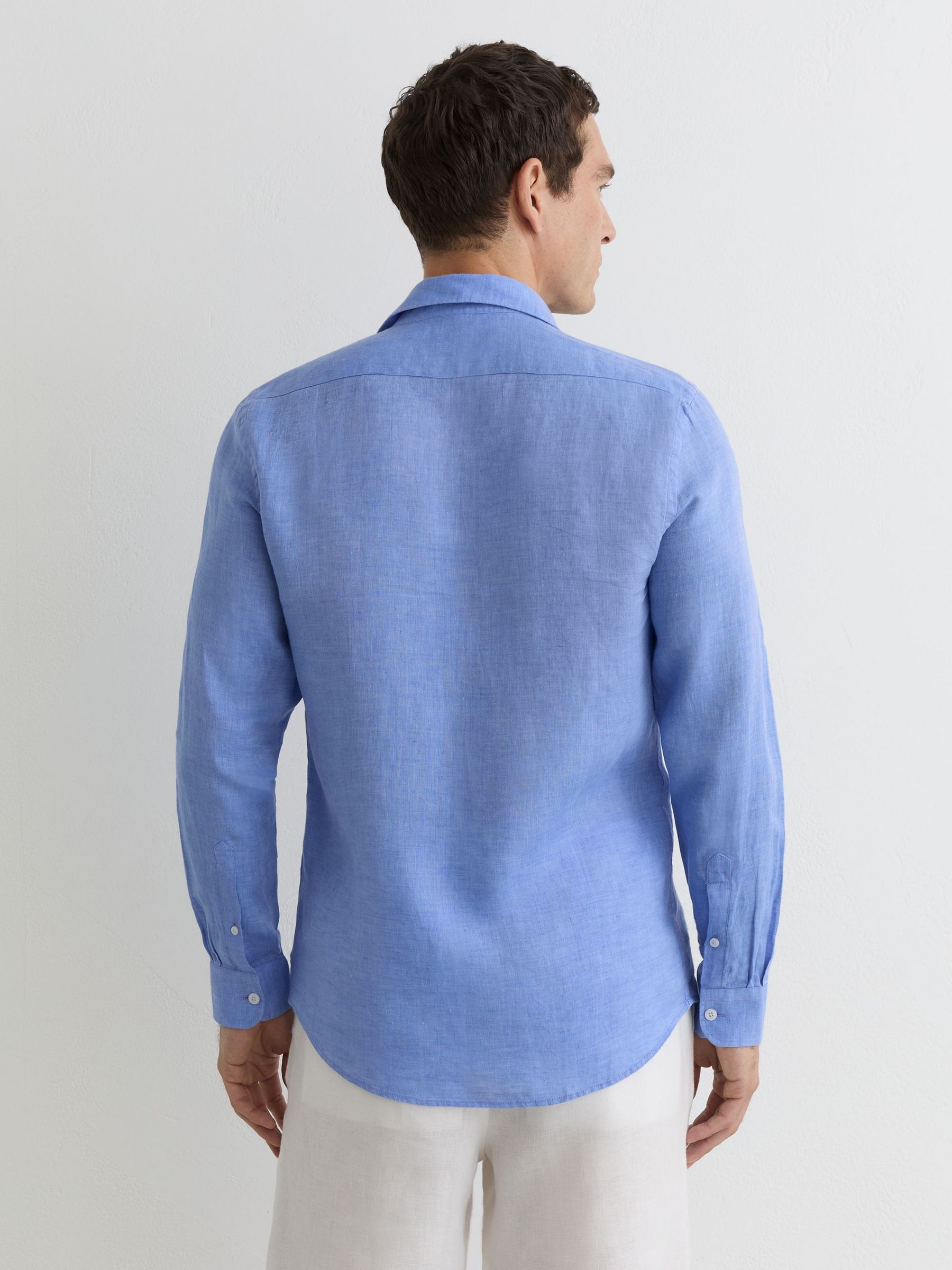 Linen Cutaway-Collar Regular-Fit Shirt in Buddy Blue - image 4