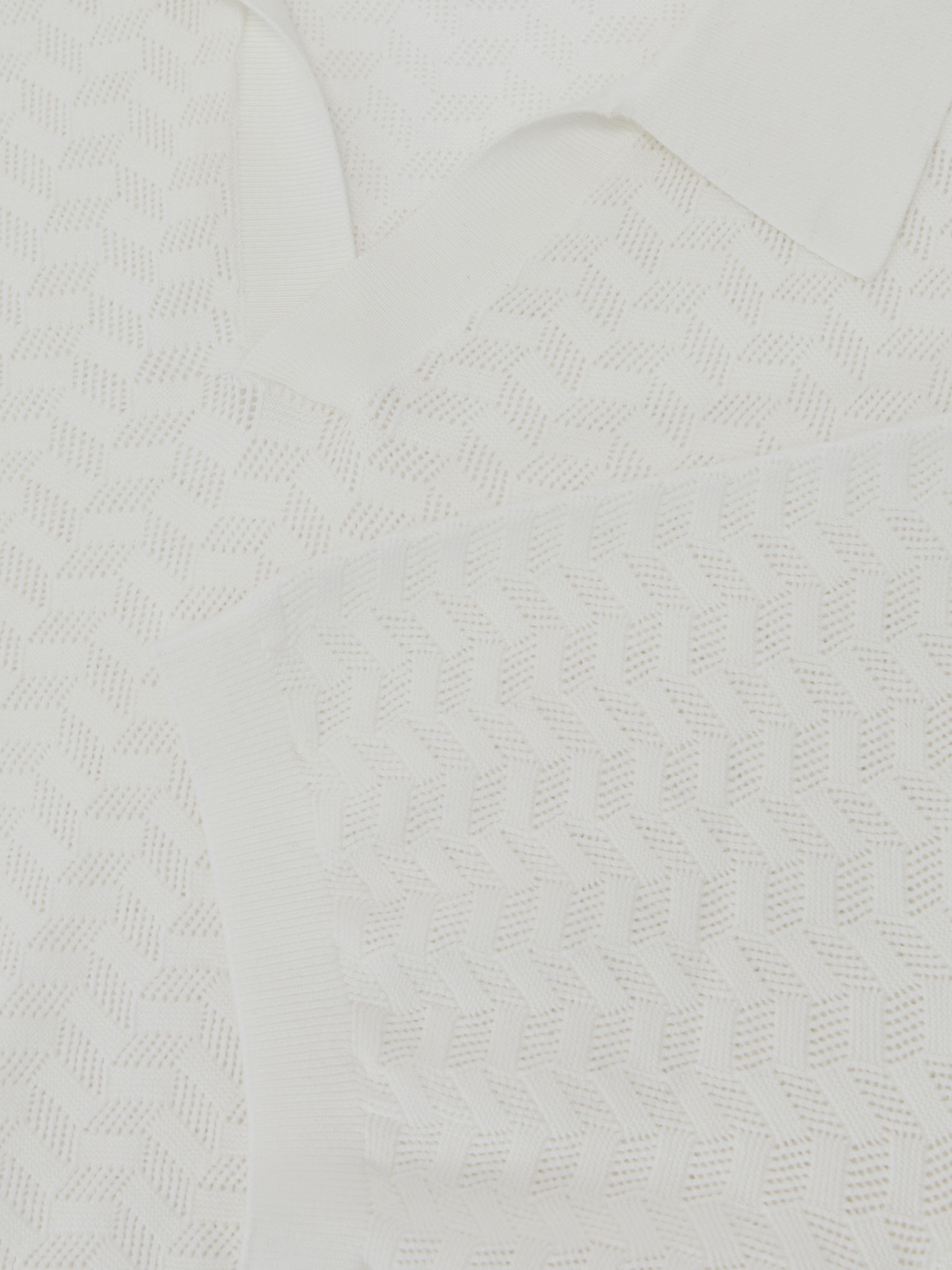Textured-Knit Open-Collar Polo Shirt in White - Image 6 of 6
