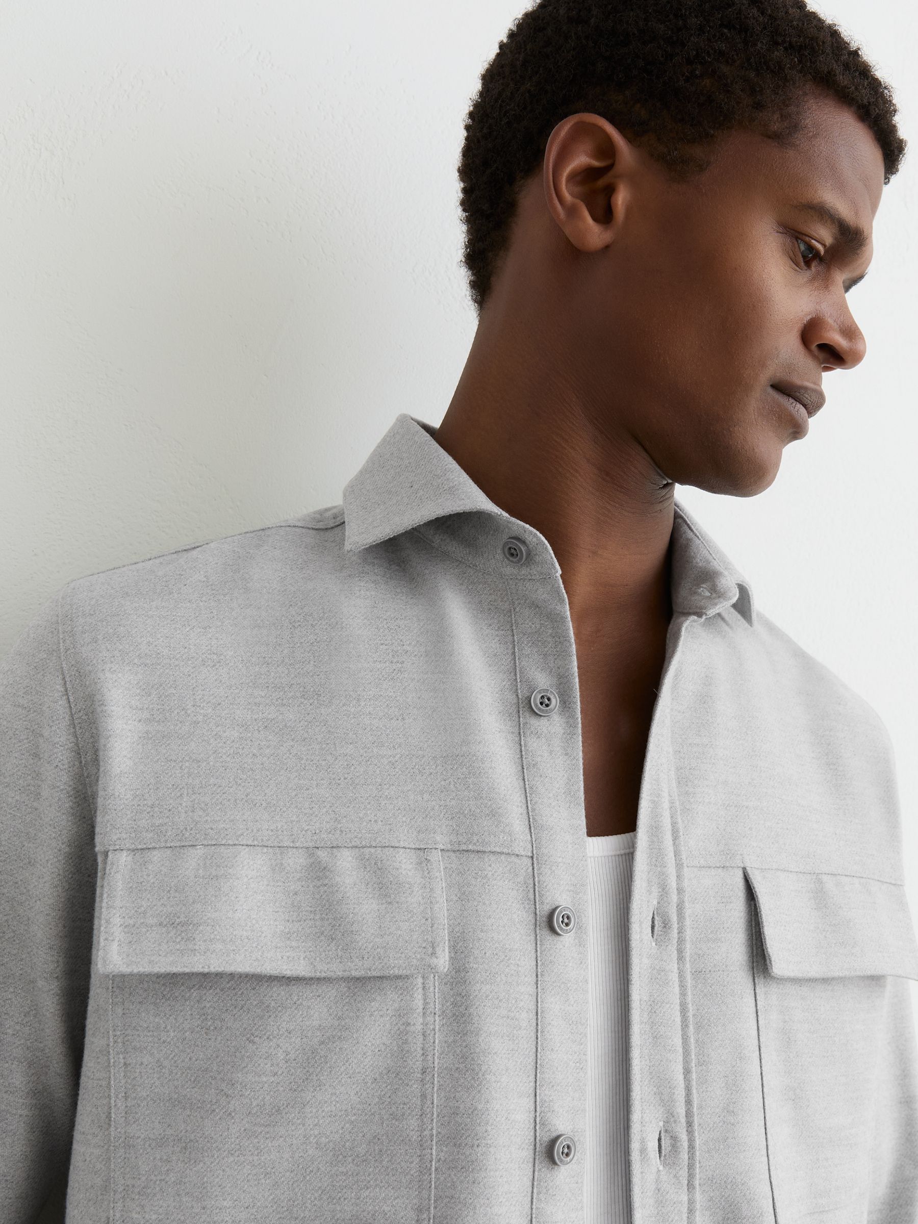 Brushed Twin-Pocket Overshirt in Grey - image 2