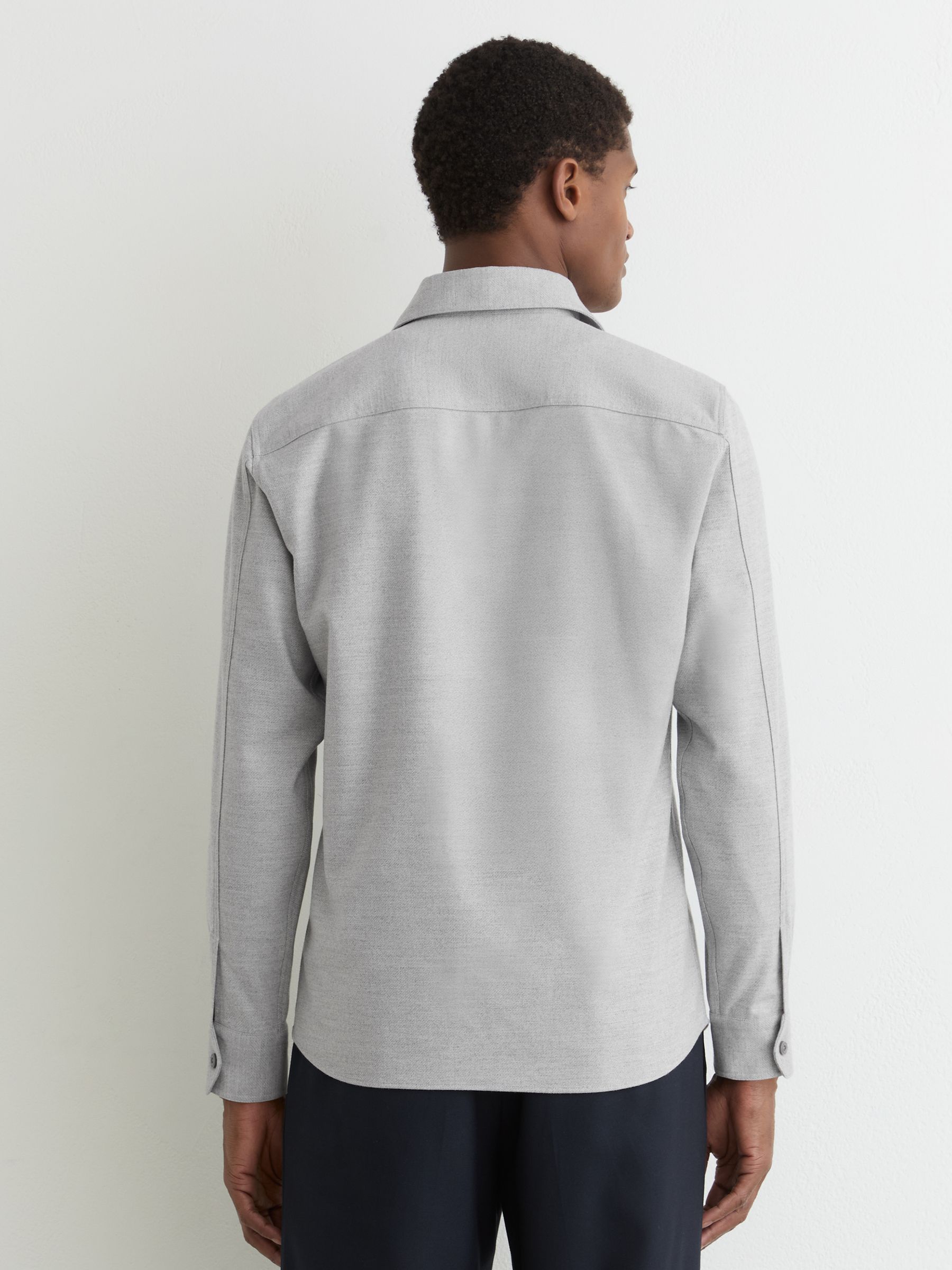 Brushed Twin-Pocket Overshirt in Grey - image 4
