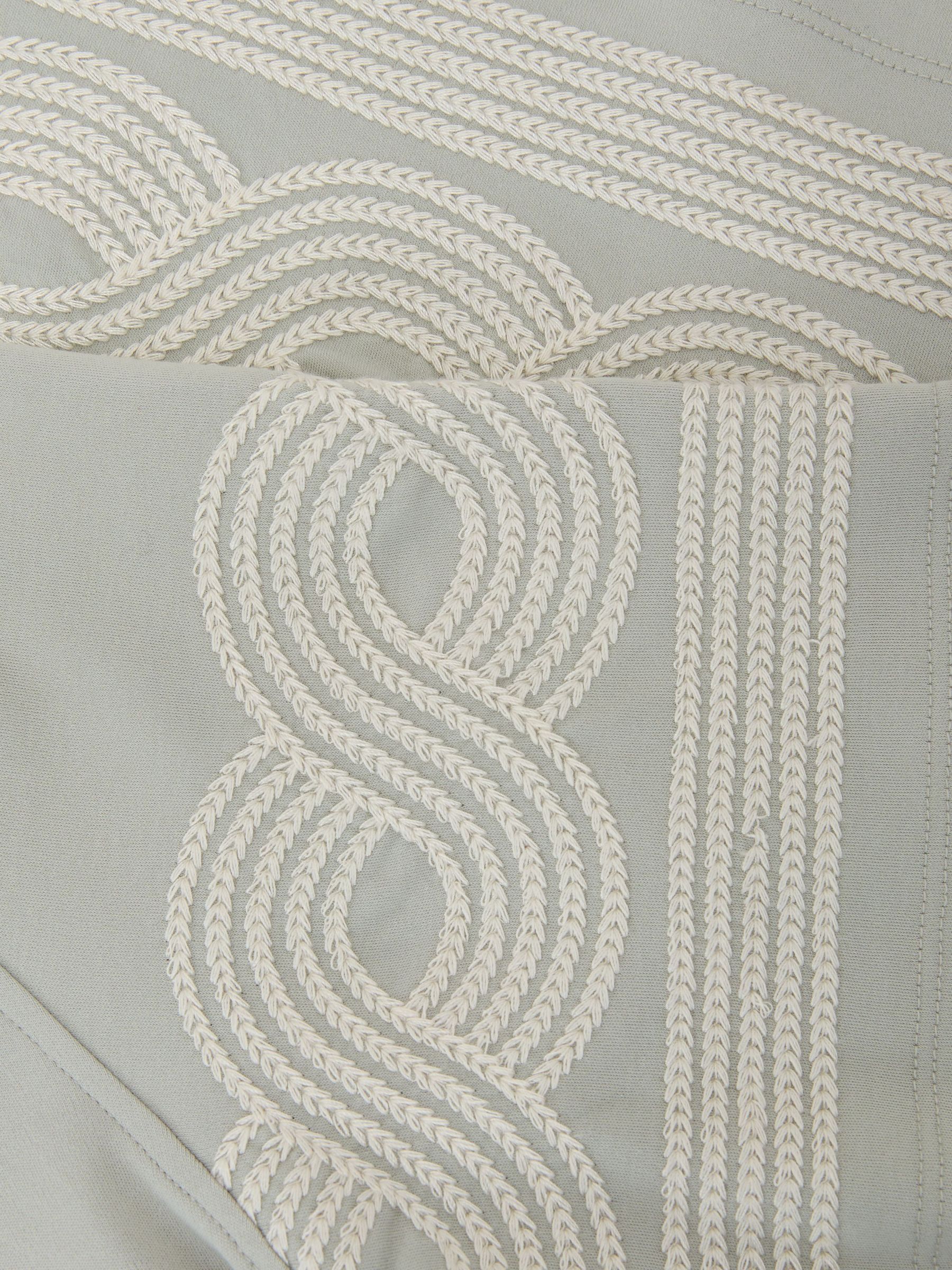 Cotton-Blend Embroidered Cuban-Collar Shirt in Soft Sage Green - image 3