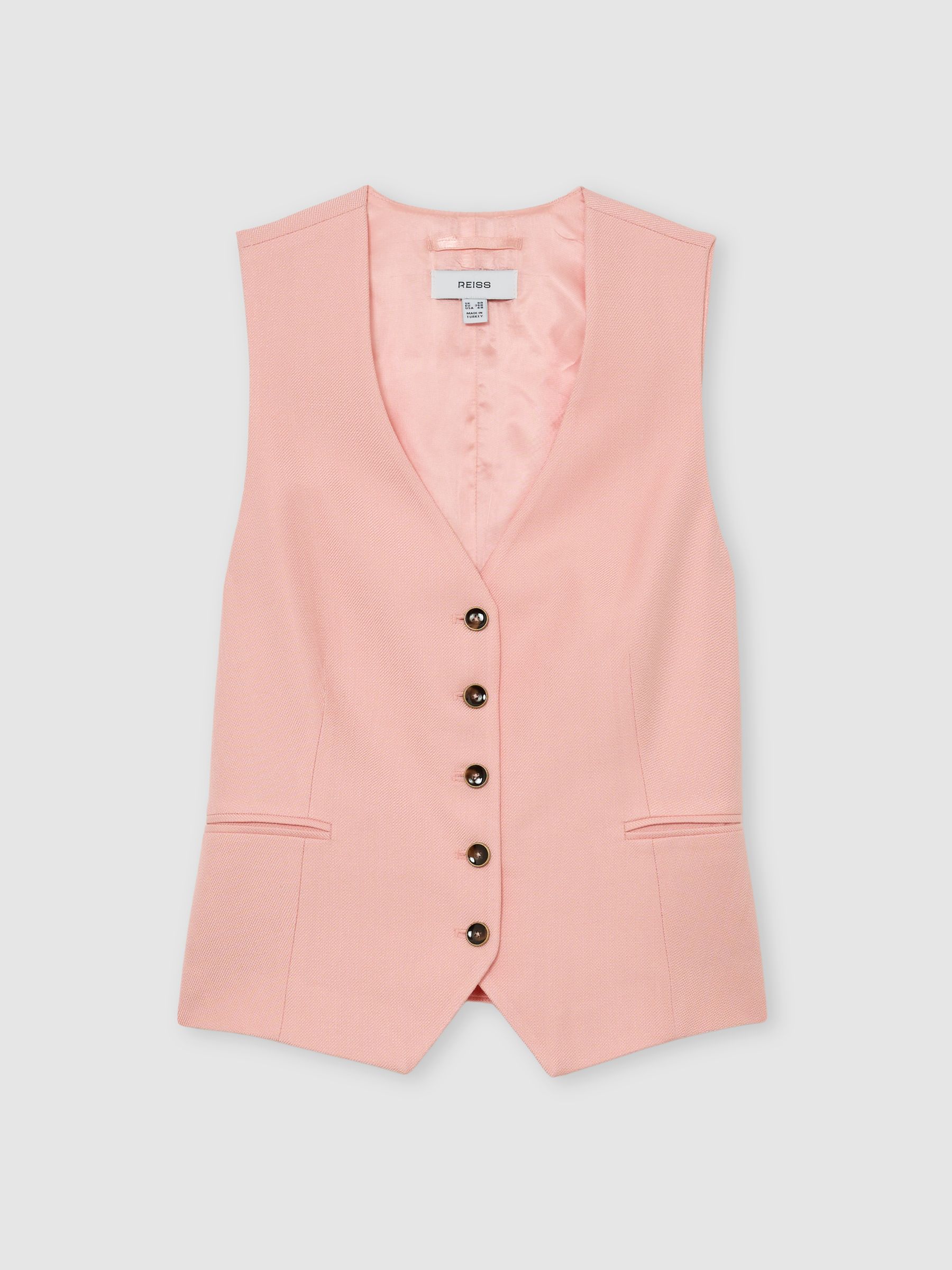 Button-Through Tailored Waistcoat in Pink - Image 2 of 7