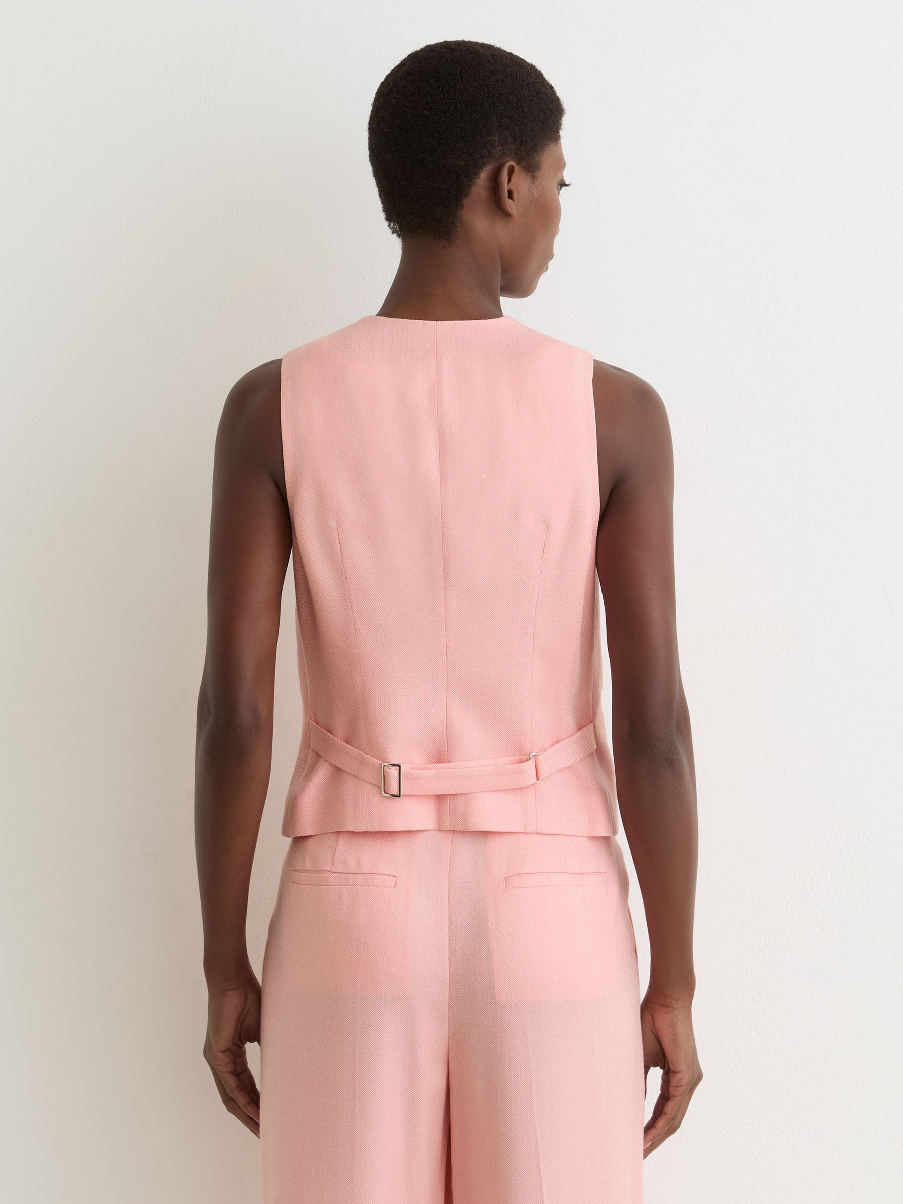 Button-Through Tailored Waistcoat in Pink - Image 6 of 7