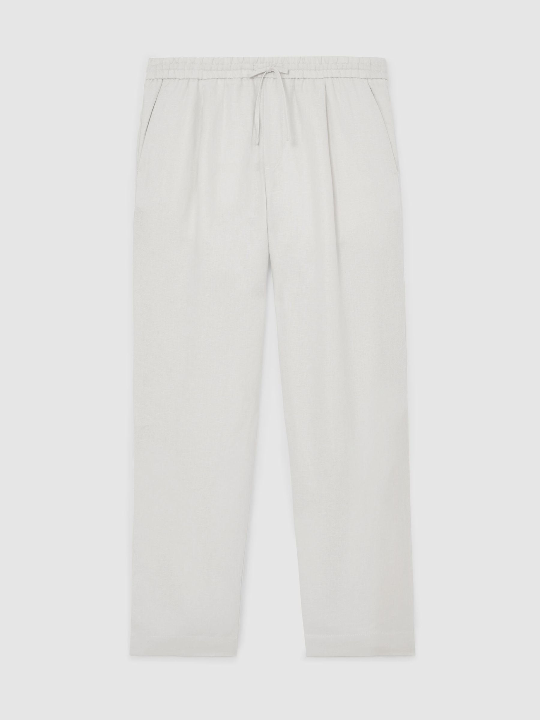 Linen Relaxed-Fit Drawstring Trousers in Stone - Image 2 of 5