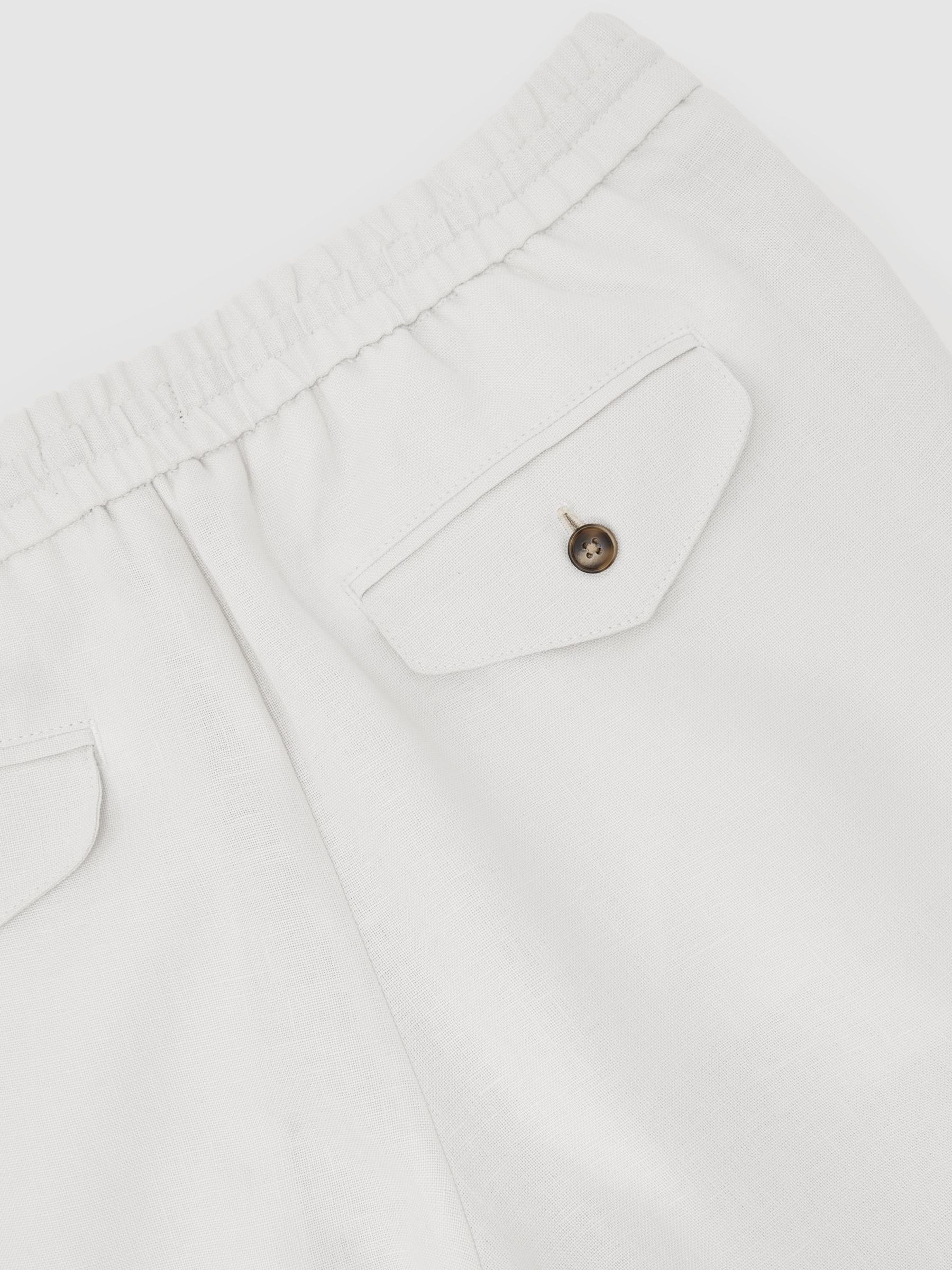 Linen Relaxed-Fit Drawstring Trousers in Stone - Image 6 of 6