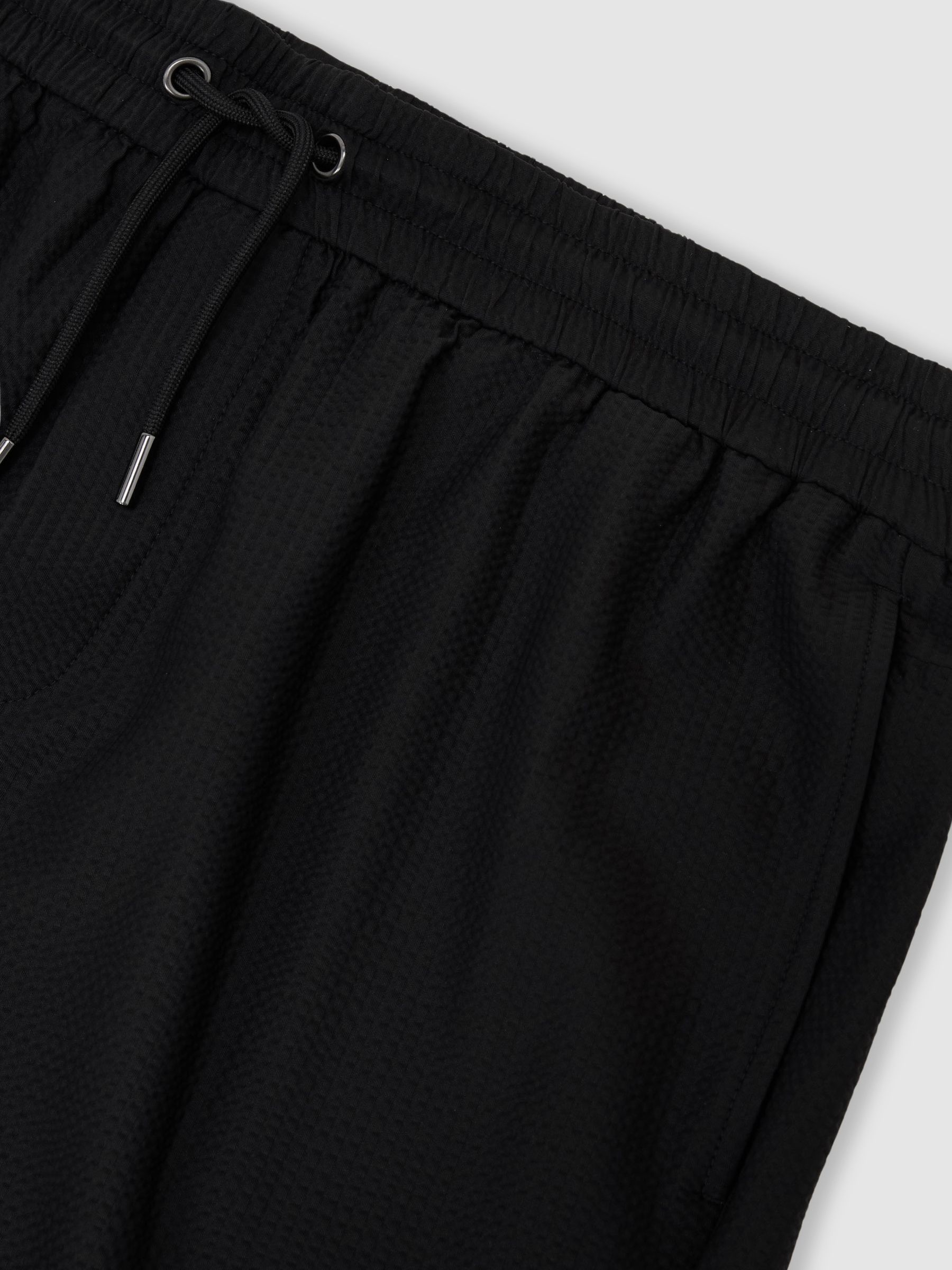 Seersucker Drawstring Shorts in Black - image 3