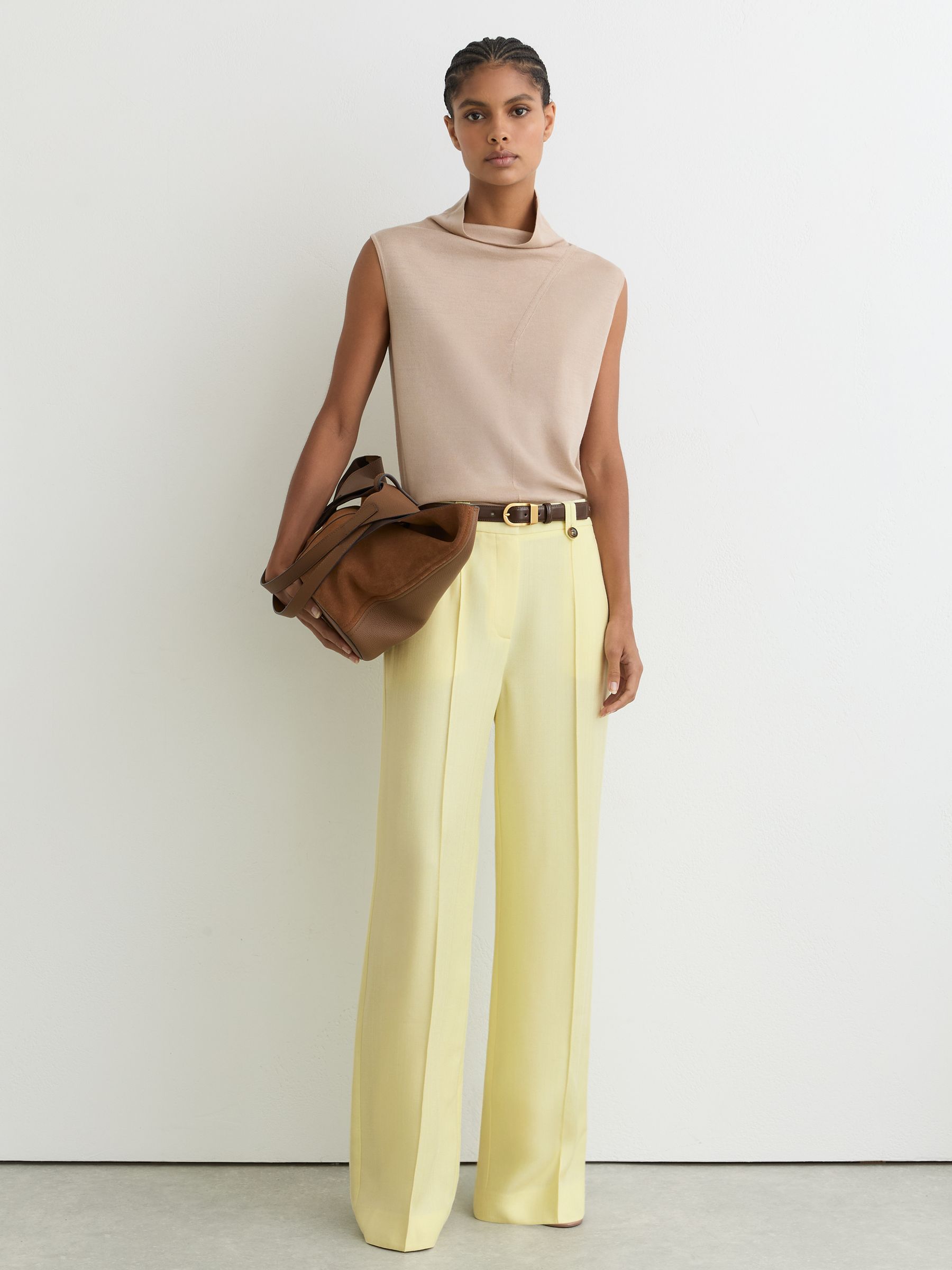 Wide-Leg Suit Trousers in Yellow - Image 1 of 8