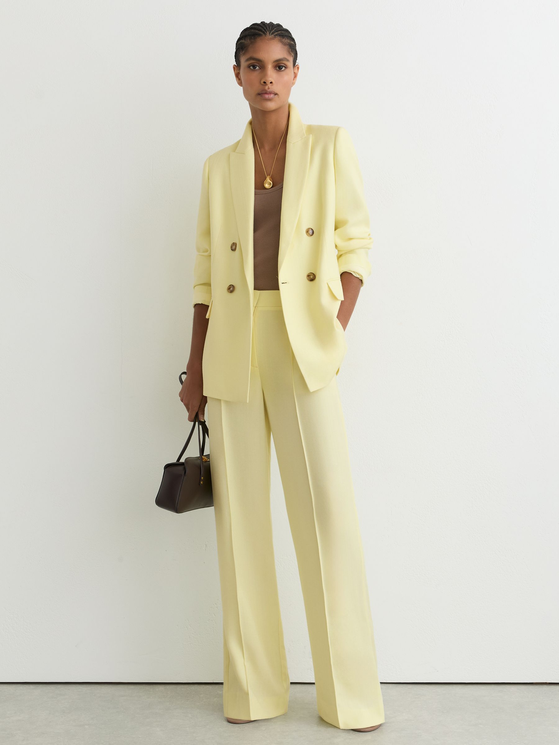 Wide-Leg Suit Trousers in Yellow - image 5