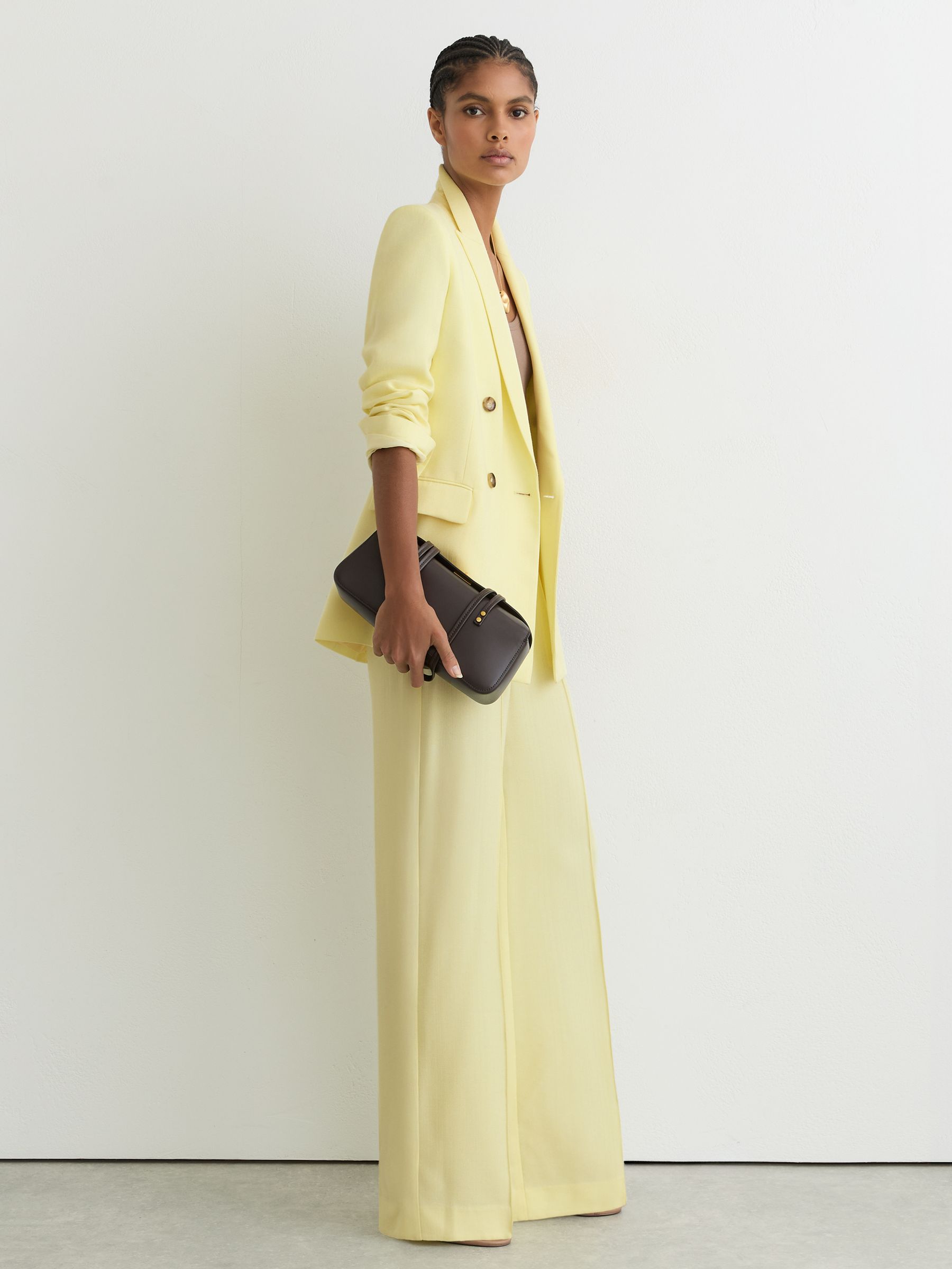 Wide-Leg Suit Trousers in Yellow - Image 7 of 8
