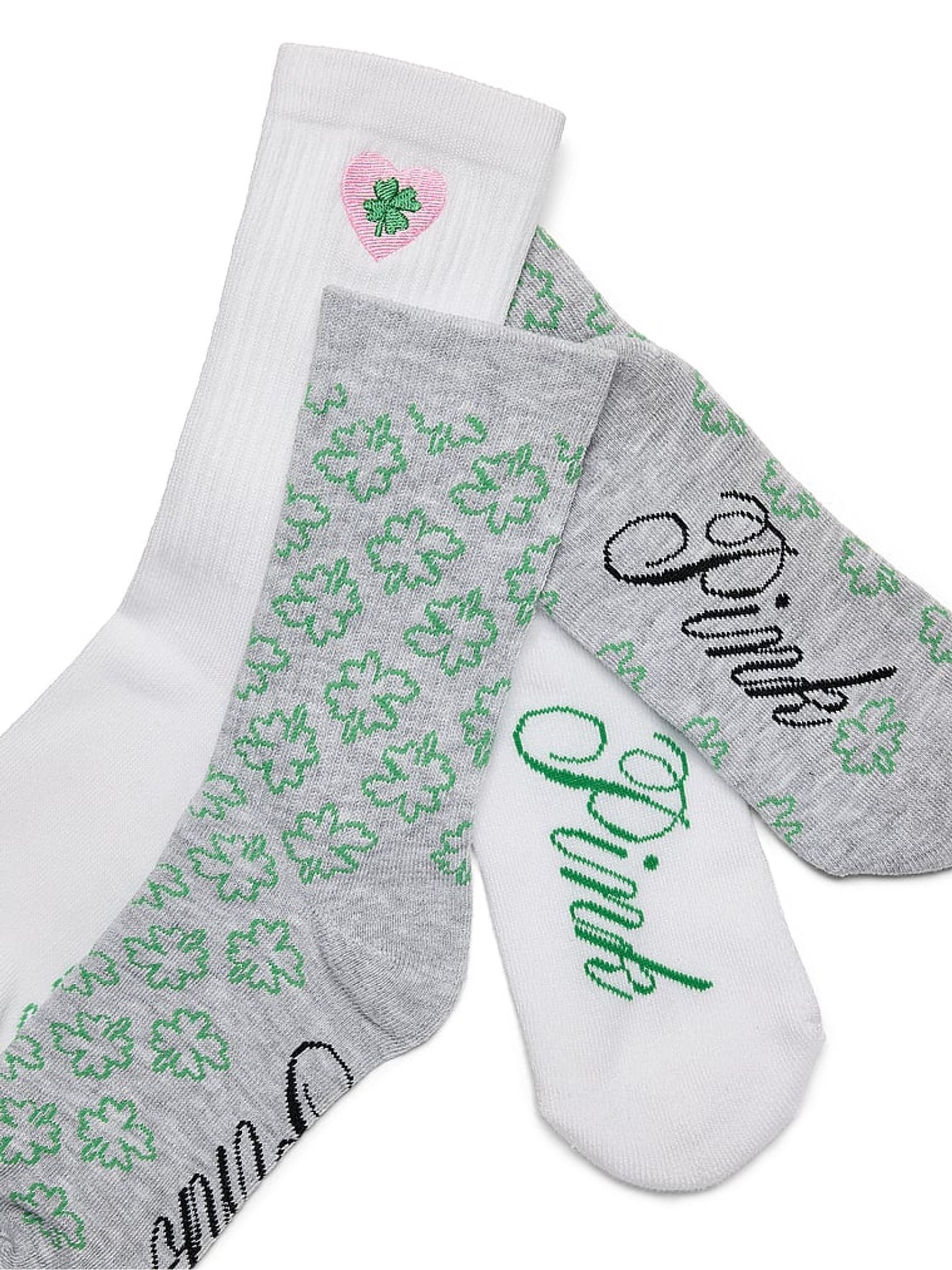 Grey/White 2 Pack Crew Socks - Image 2 of 2 Grey/White 2 Pack Crew Socks - Image 2 of 2