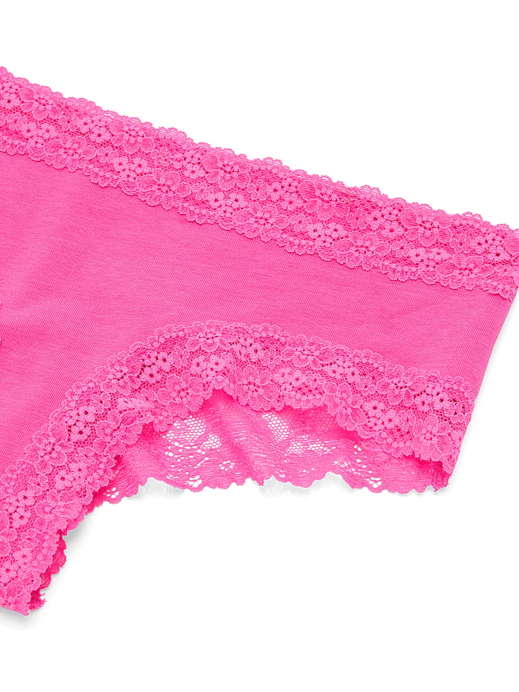 Flower Pink Cheeky Cotton Lace Trim Knickers - Image 3 of 3