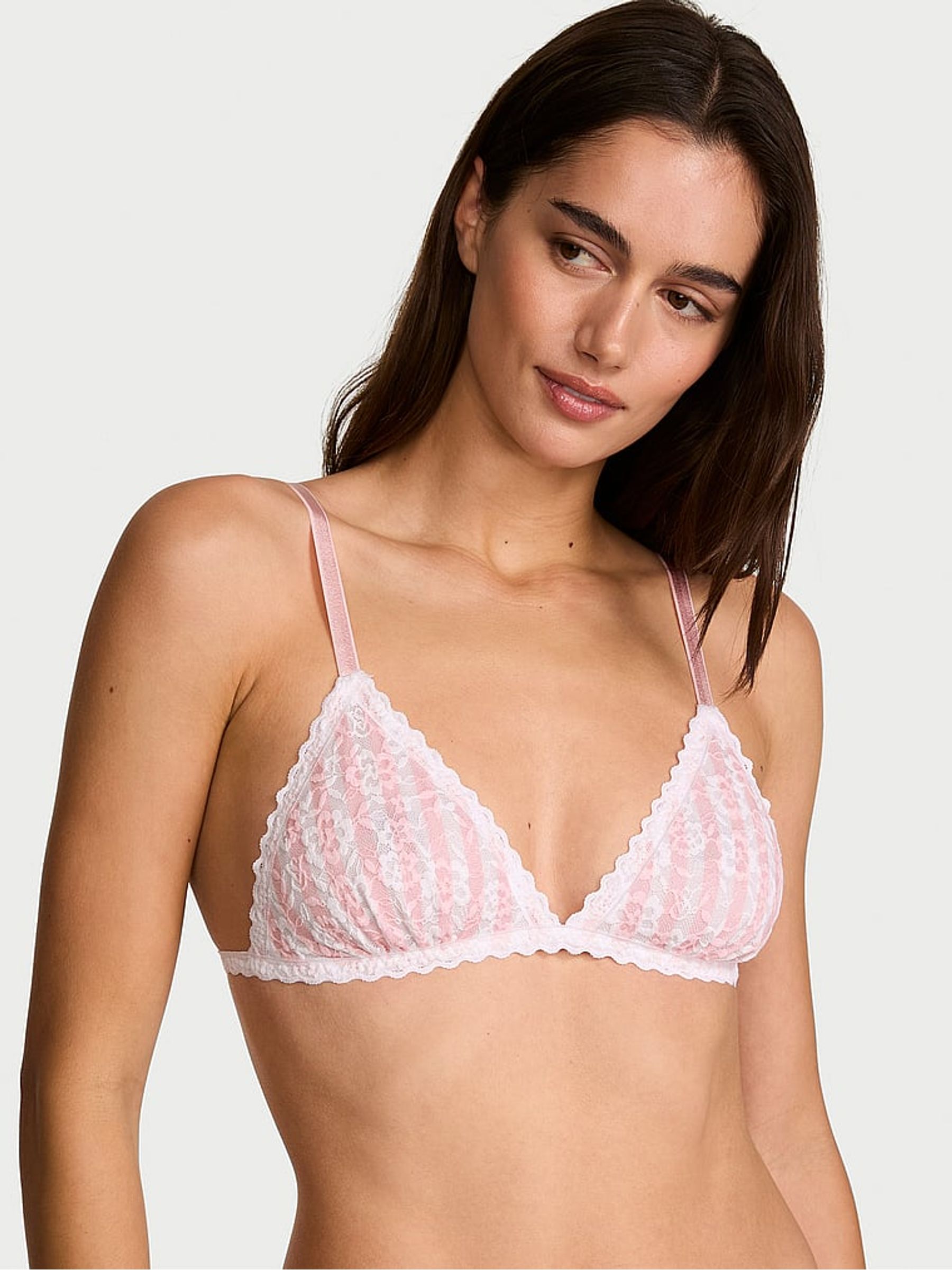 Pink Stripe Lace Triangle Bralette - Image 2 of 3
