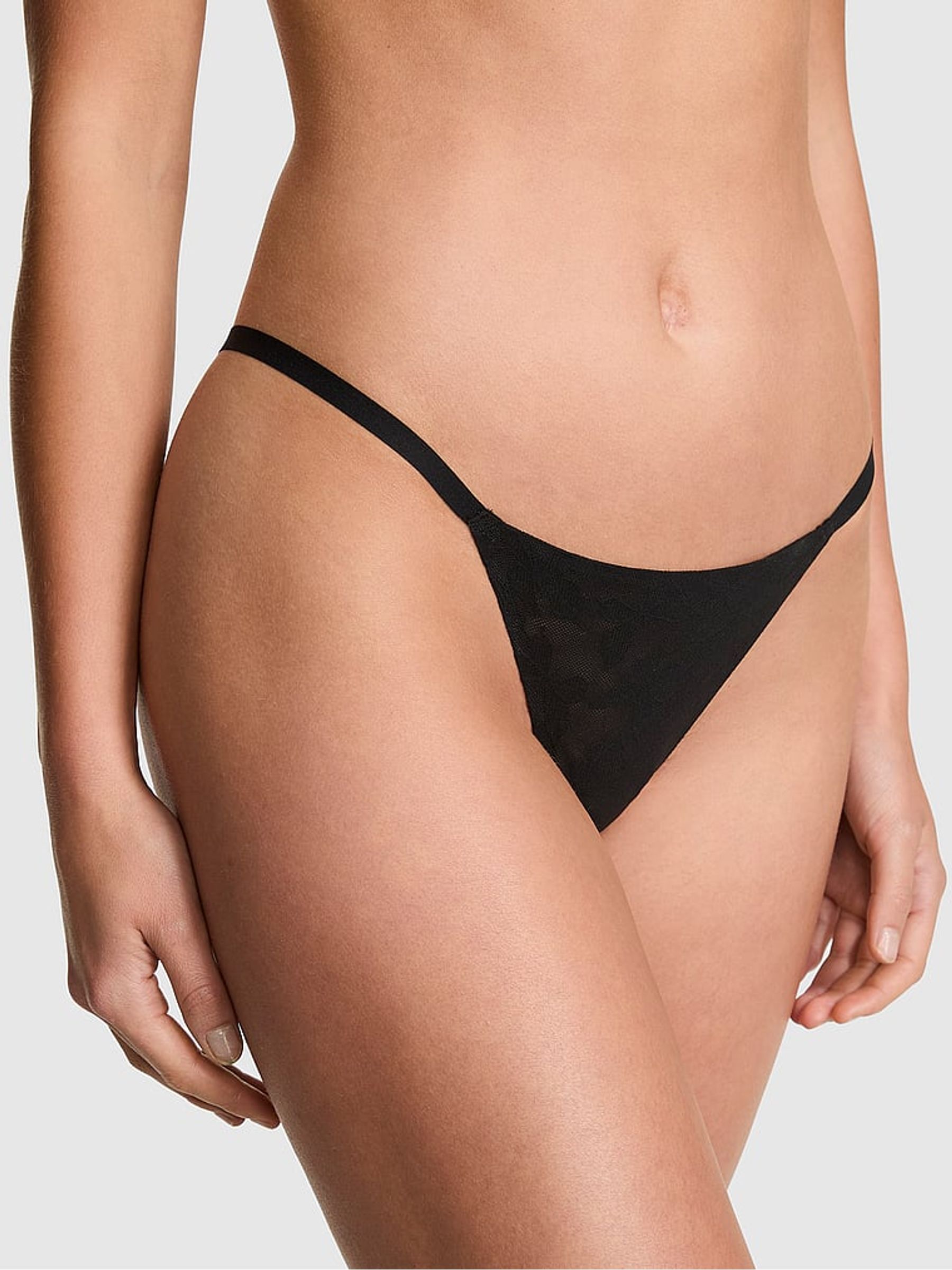 Black G-String No Show Lace Knickers - Image 1 of 2