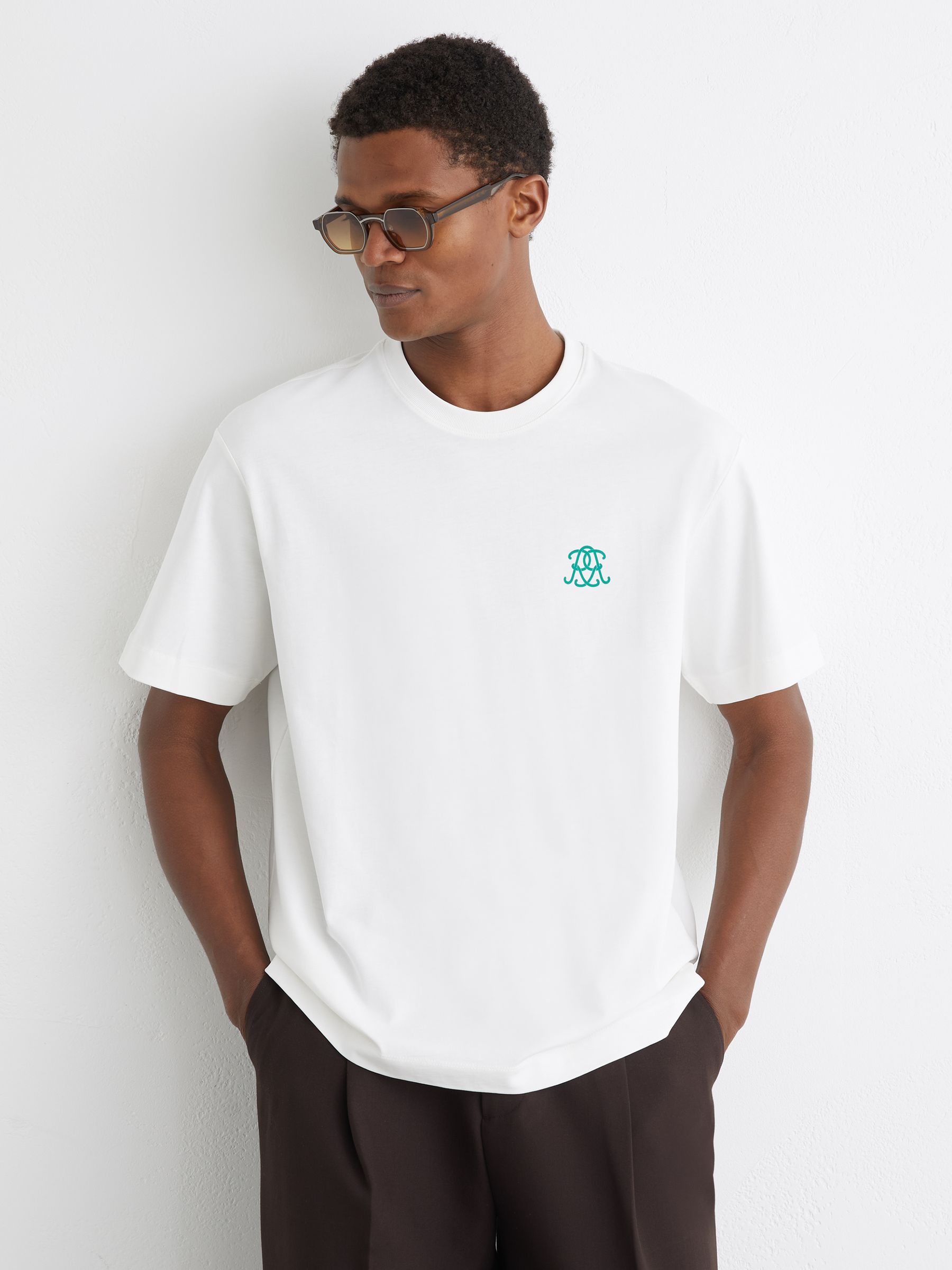 Monogram Chocolate-Print Cotton T-Shirt in Off White - Image 1 of 6