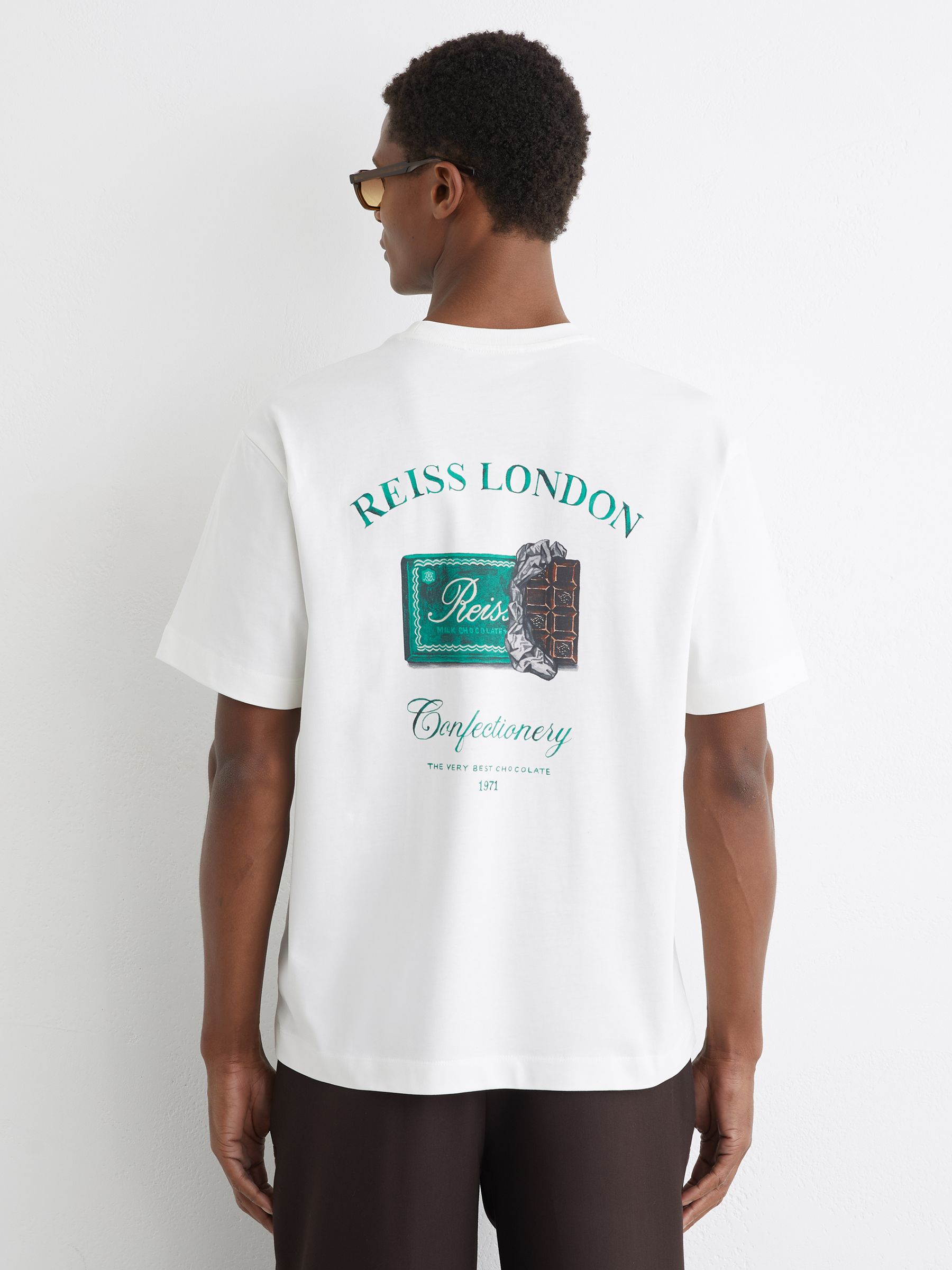 Monogram Chocolate-Print Cotton T-Shirt in Off White - Image 4 of 6