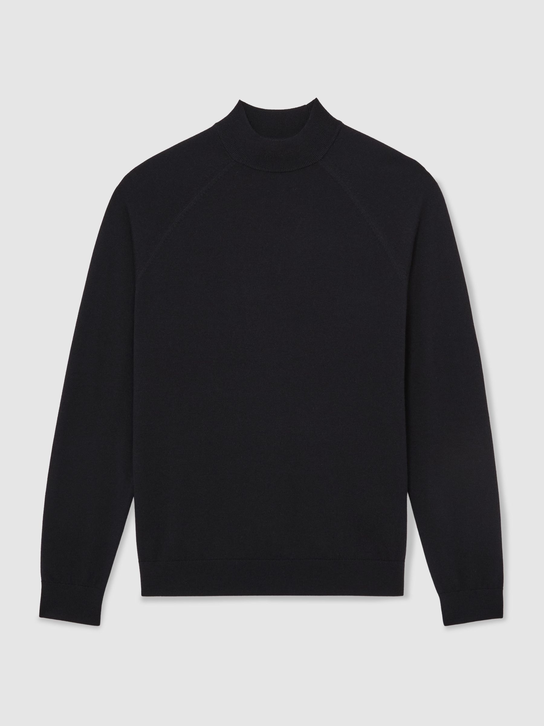 Merino Wool Mock-Neck Jumper in Navy - Image 2 of 7