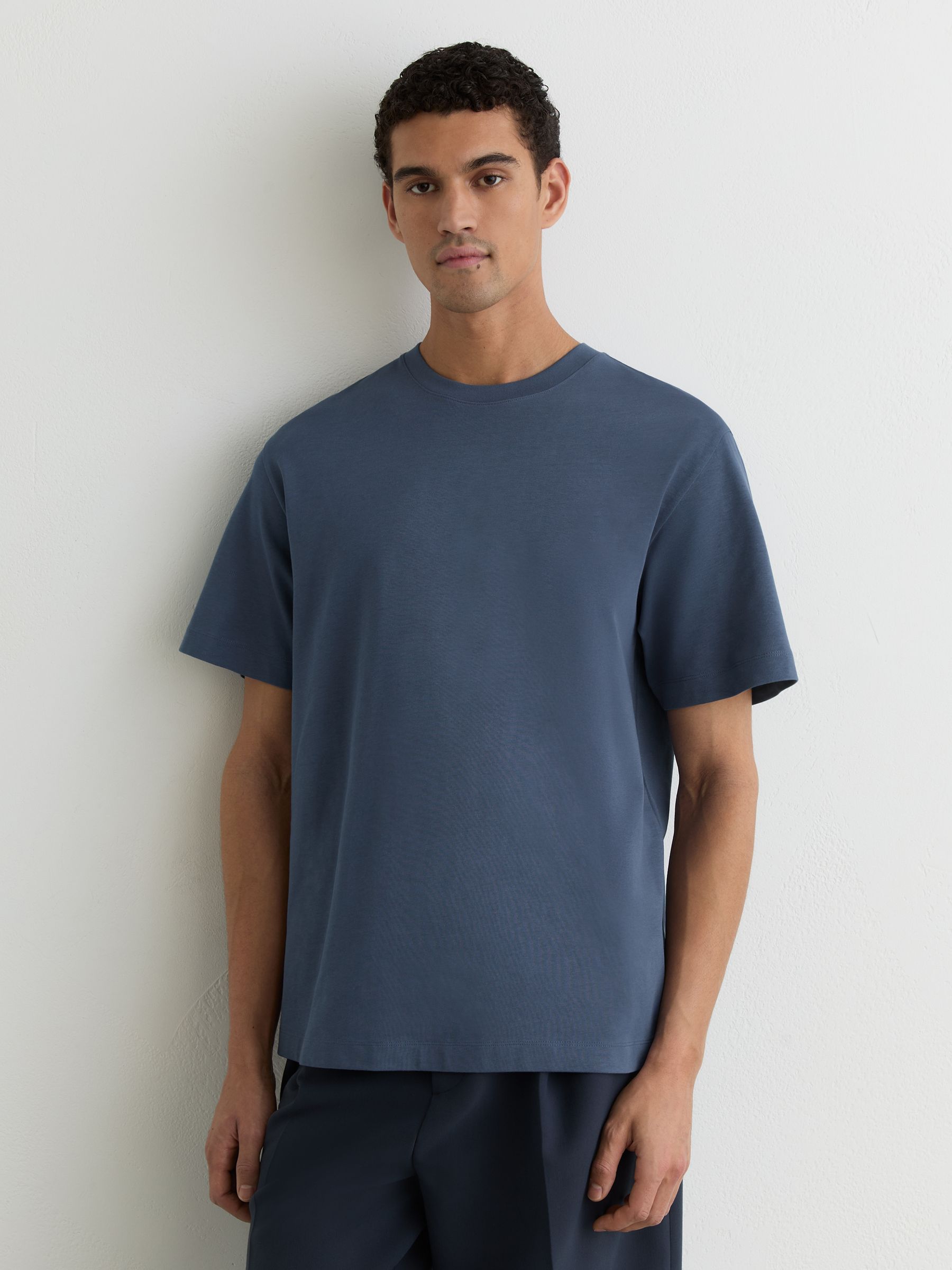Cotton Garment-Dyed Relaxed-Fit T-Shirt in Airforce Blue - Image 3 of 6