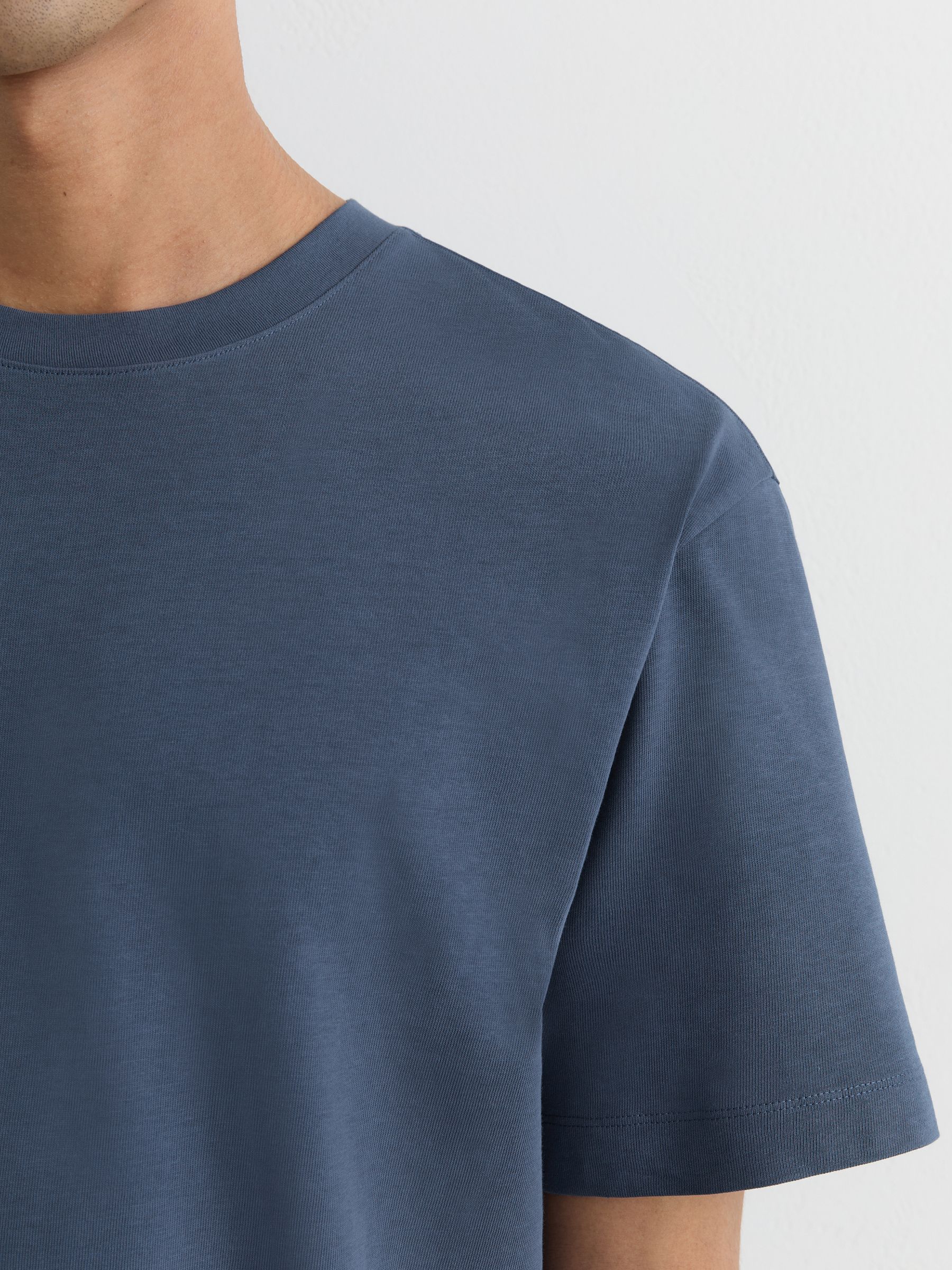 Cotton Garment-Dyed Relaxed-Fit T-Shirt in Airforce Blue - image 5