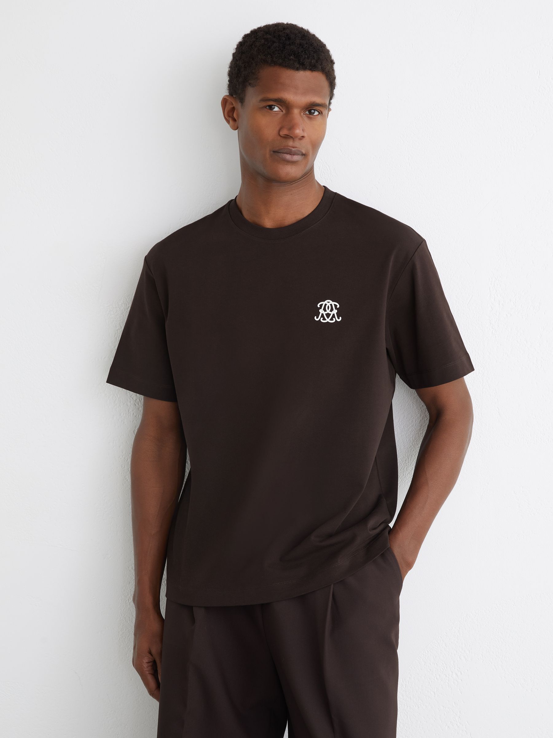 Monogram Coffee Relaxed-Fit T-Shirt in Chocolate Brown - image 5