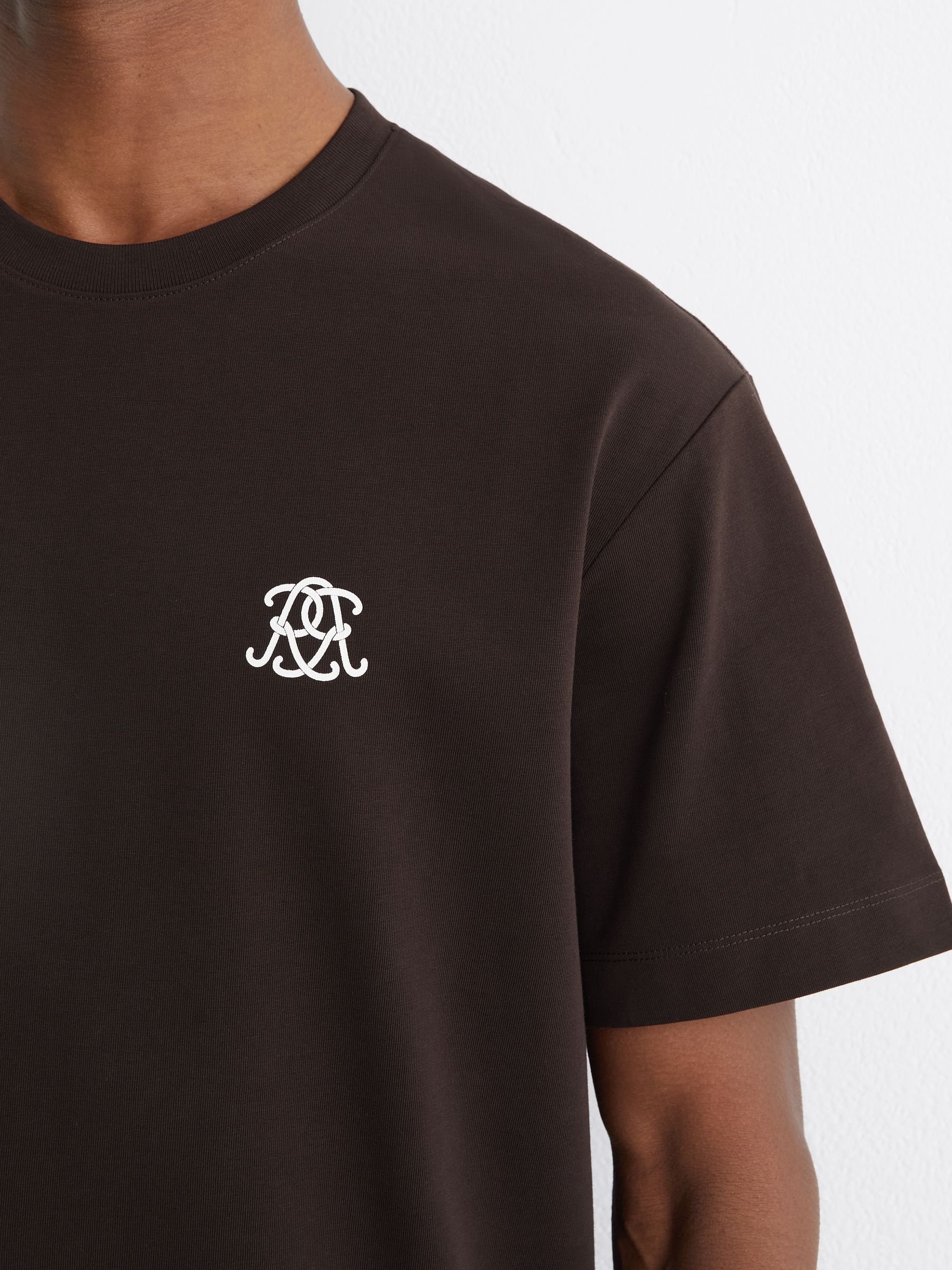 Monogram Coffee Relaxed-Fit T-Shirt in Chocolate Brown - image 3