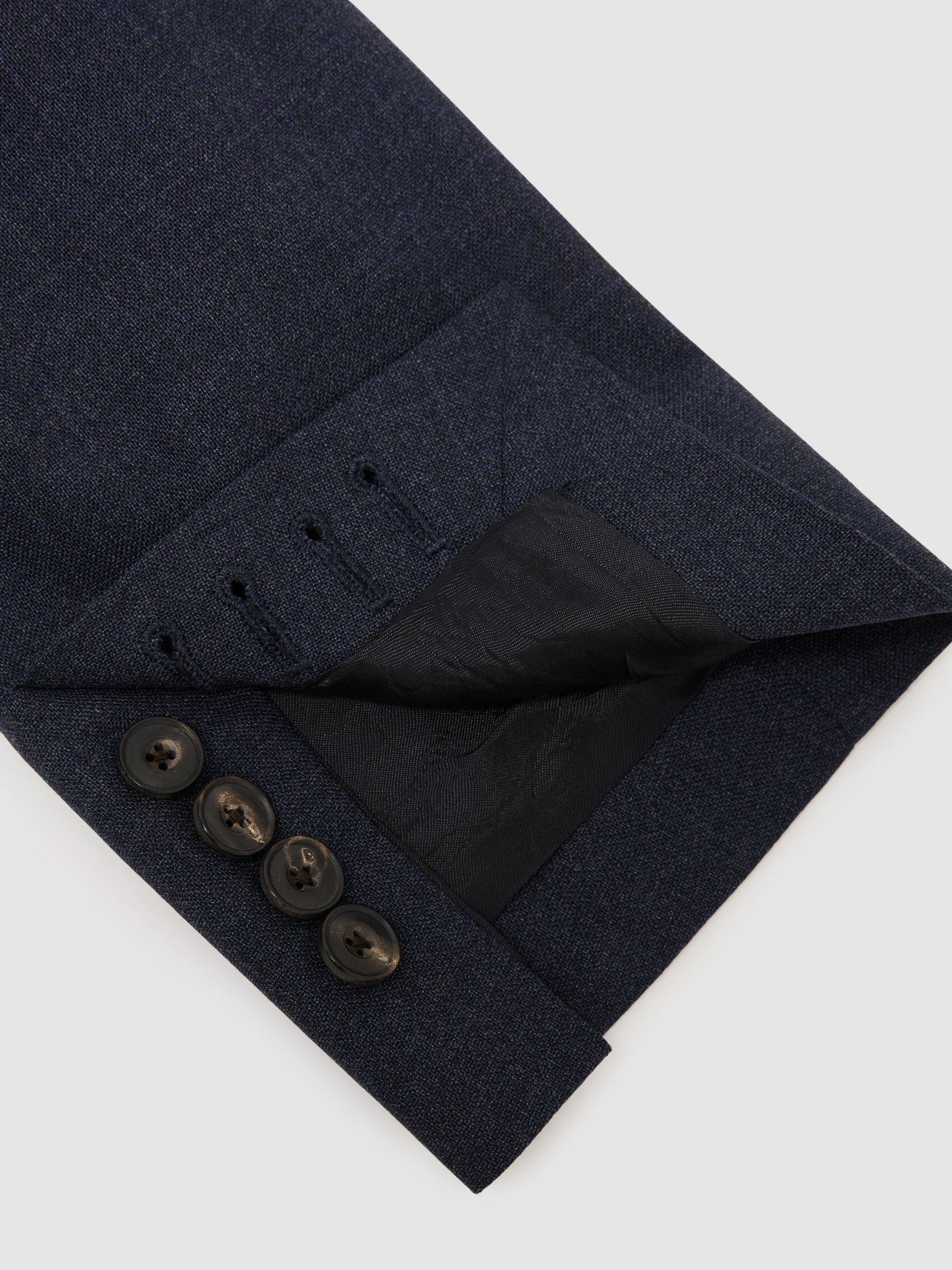 Tailored Fit Wool Textured Double-Breasted Blazer in Airforce Blue - image 2