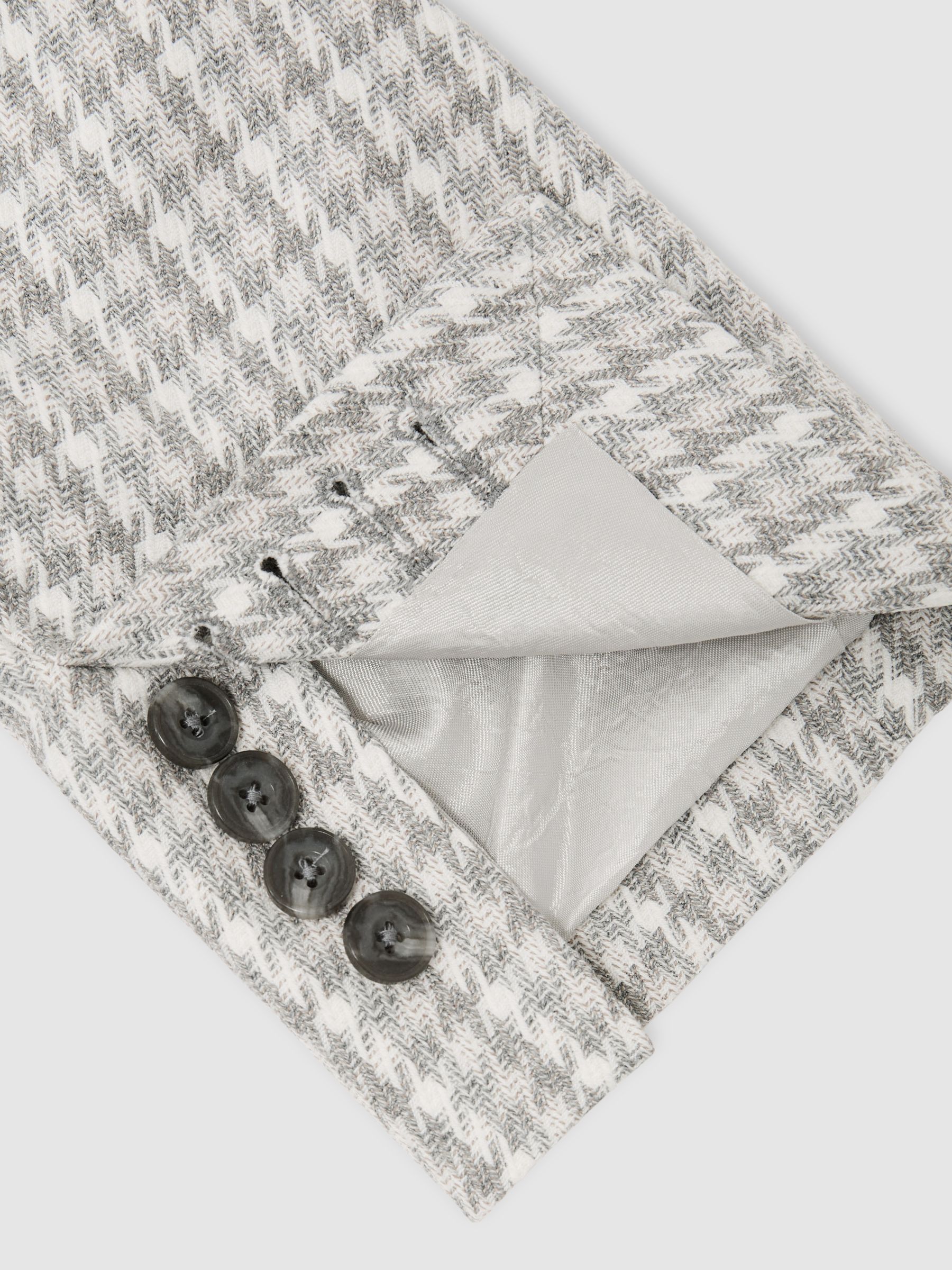 Houndstooth Single-Breasted Blazer Tailored-Fit in Soft Grey - Image 8 of 9