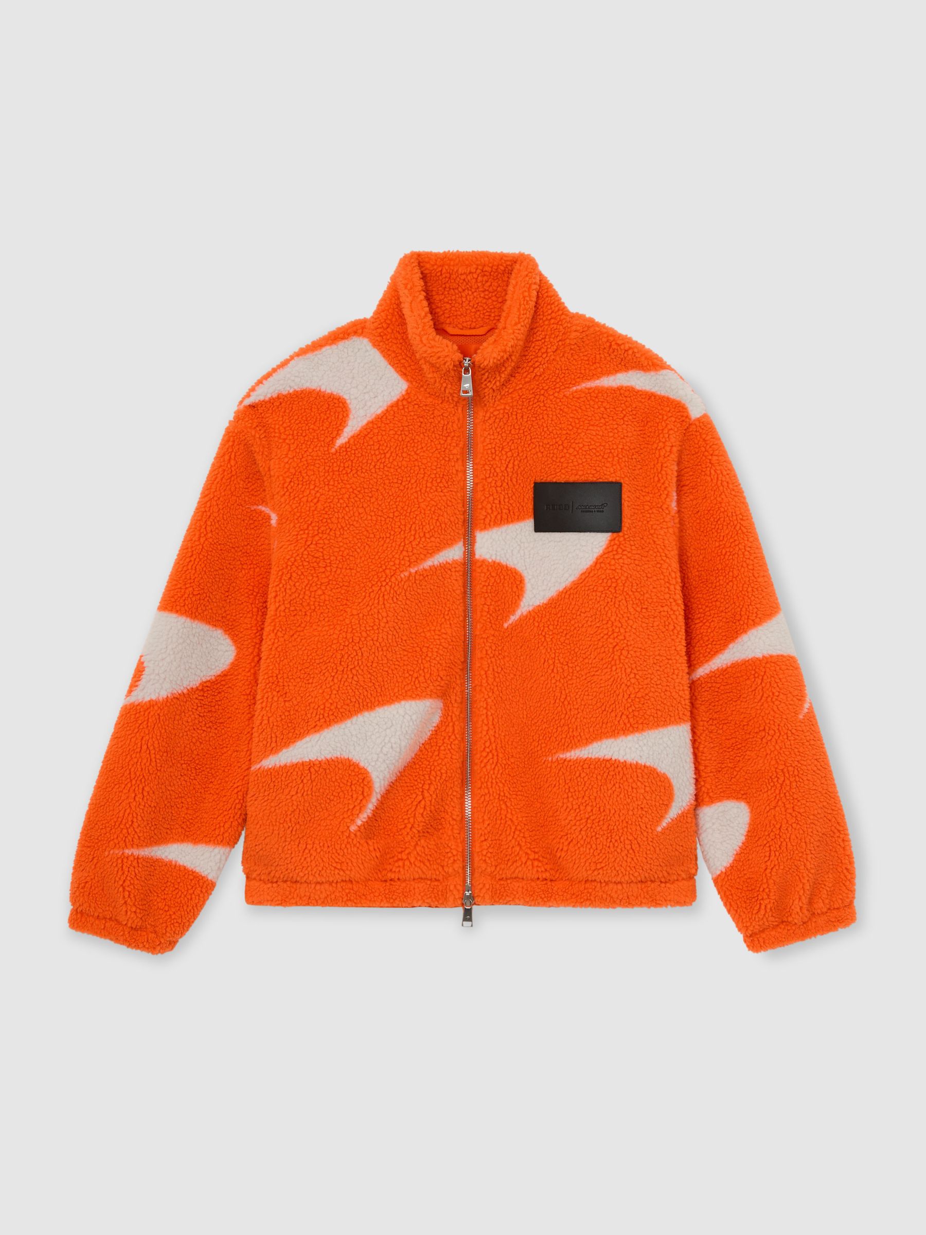 McLaren Racing Speedmark Fleece Jacket Unisex-Fit in Papaya Orange/White - Image 2 of 6 McLaren Racing Speedmark Fleece Jacket Unisex-Fit in Papaya Orange/White - Image 2 of 6
