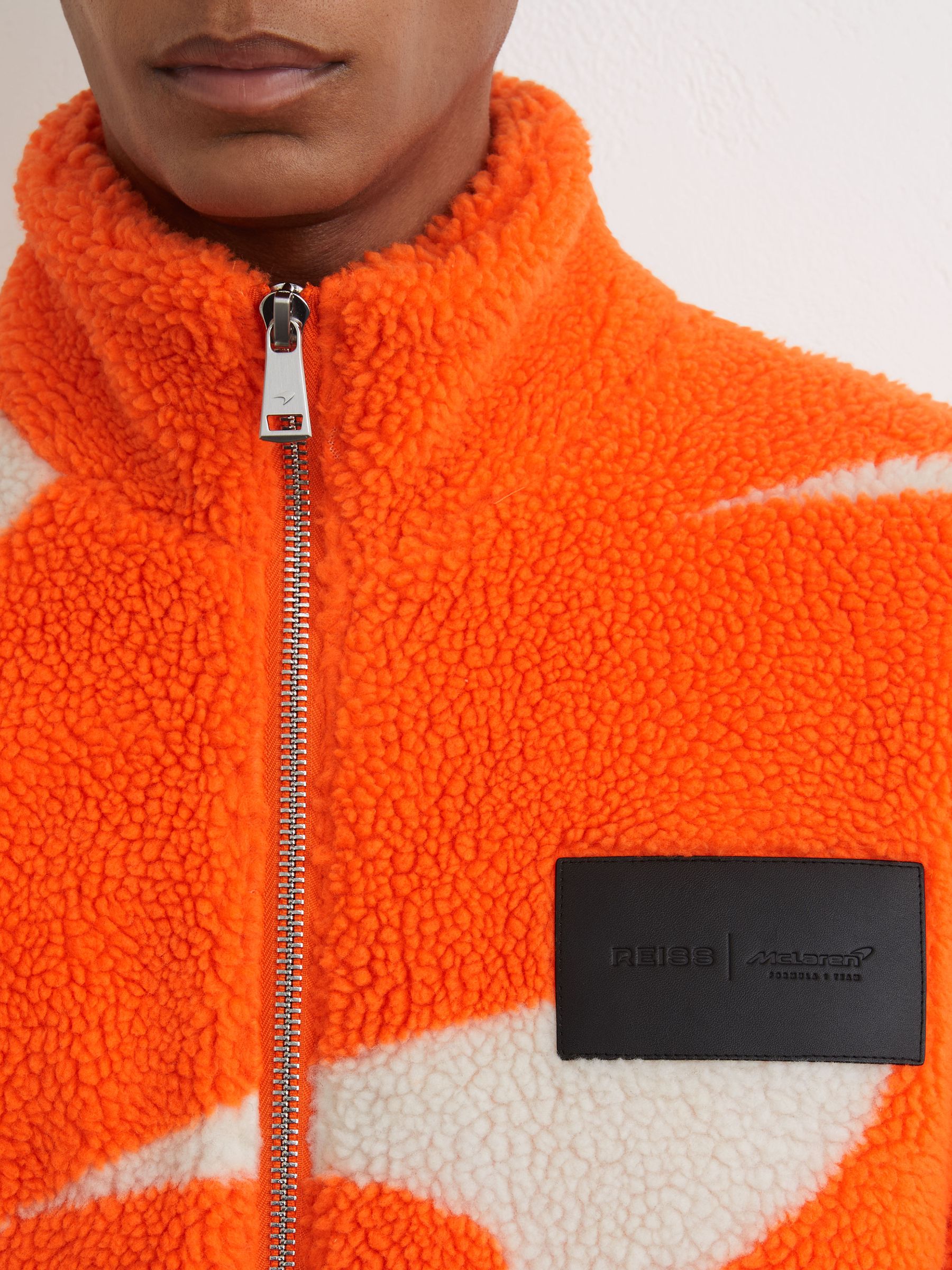 McLaren Racing Speedmark Fleece Jacket Unisex-Fit in Papaya Orange/White - Image 5 of 6