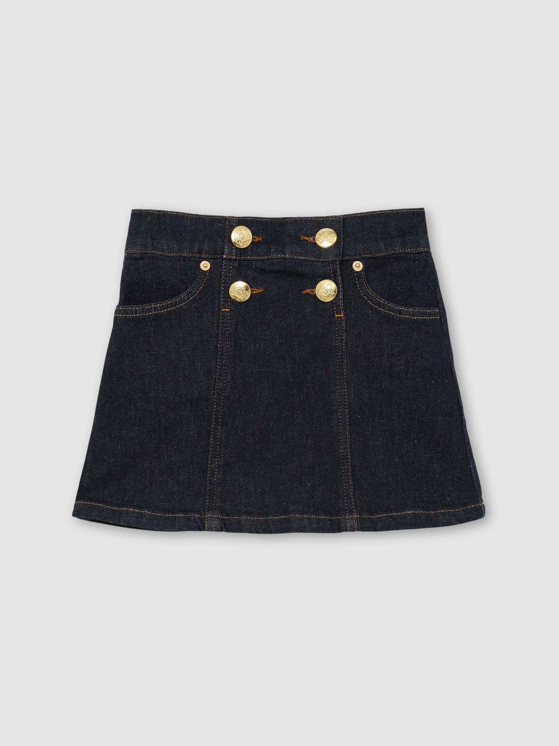 Denim Button-Detail Skirt in Indigo Blue - Image 2 of 3
