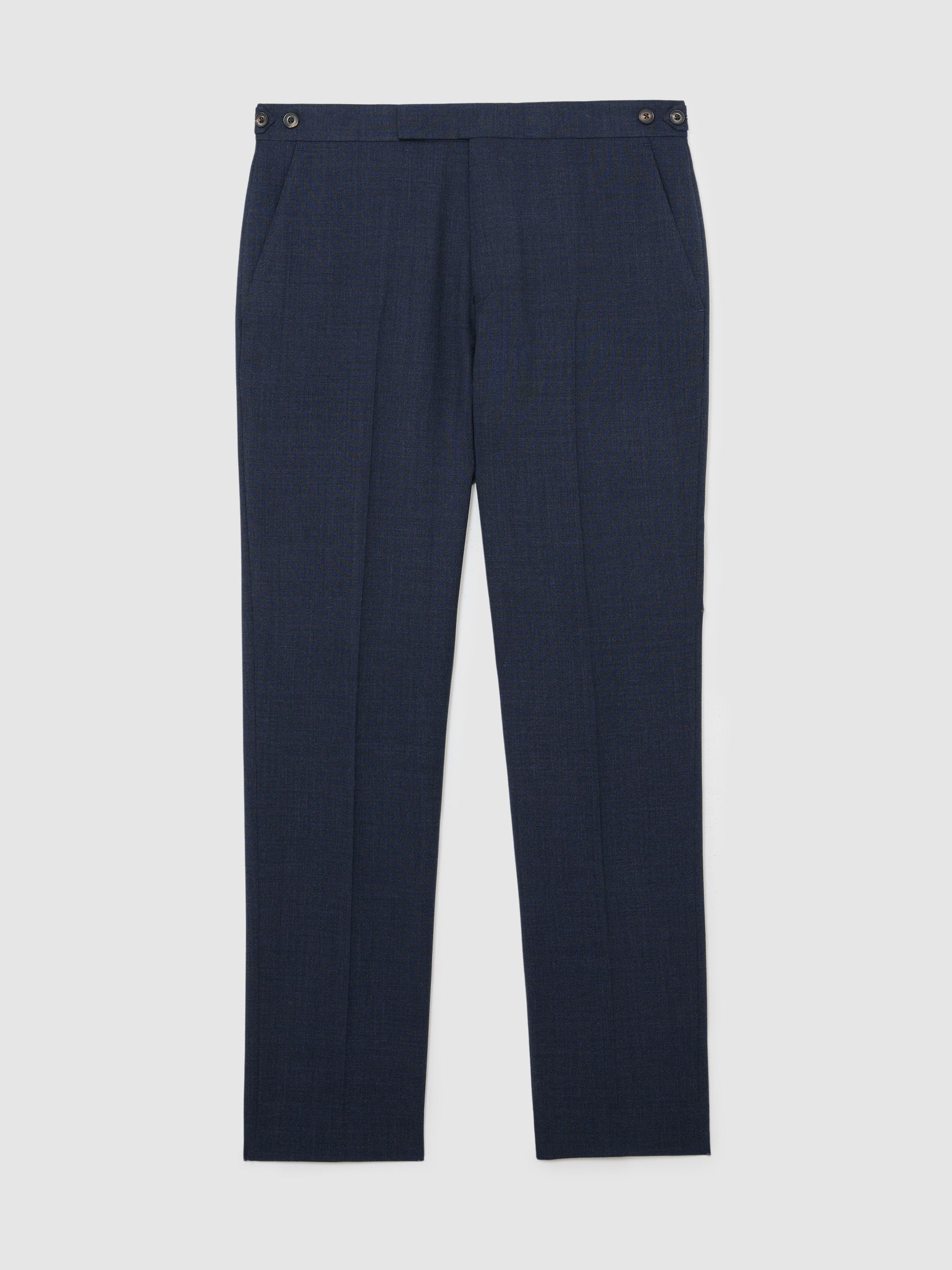Wool Textured Tailored-Fit Trousers in Airforce Blue - Image 2 of 6