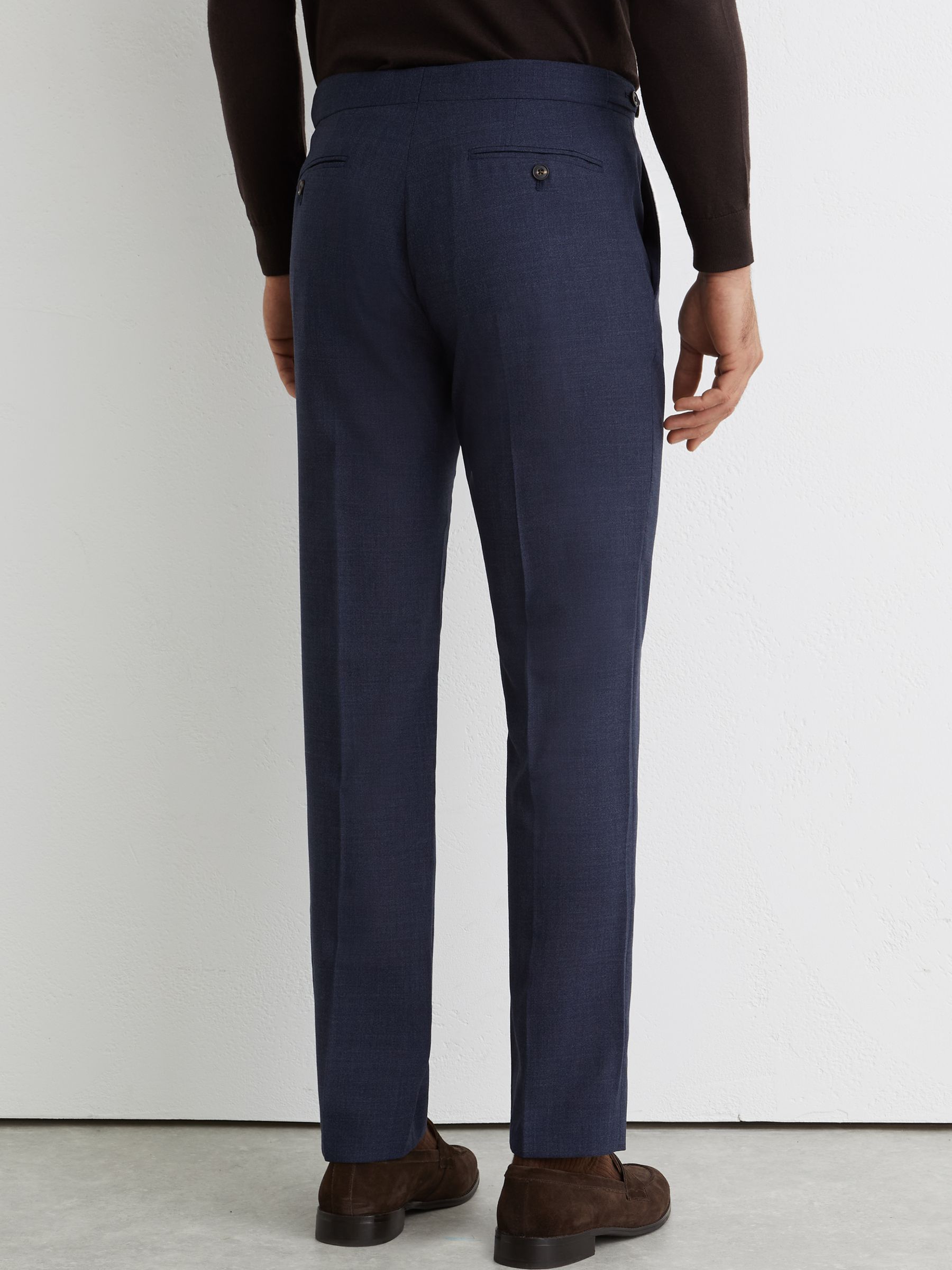 Wool Textured Tailored-Fit Trousers in Airforce Blue - Image 5 of 6
