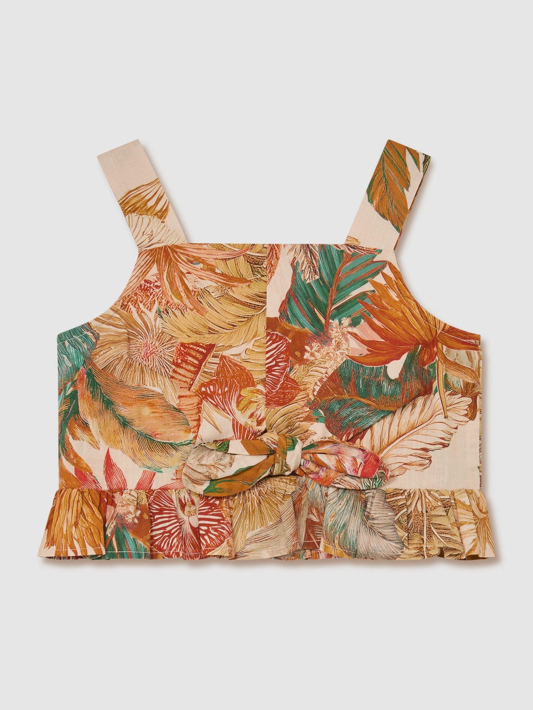 Cotton Printed Crop Top in Neutral - Image 1 of 3
