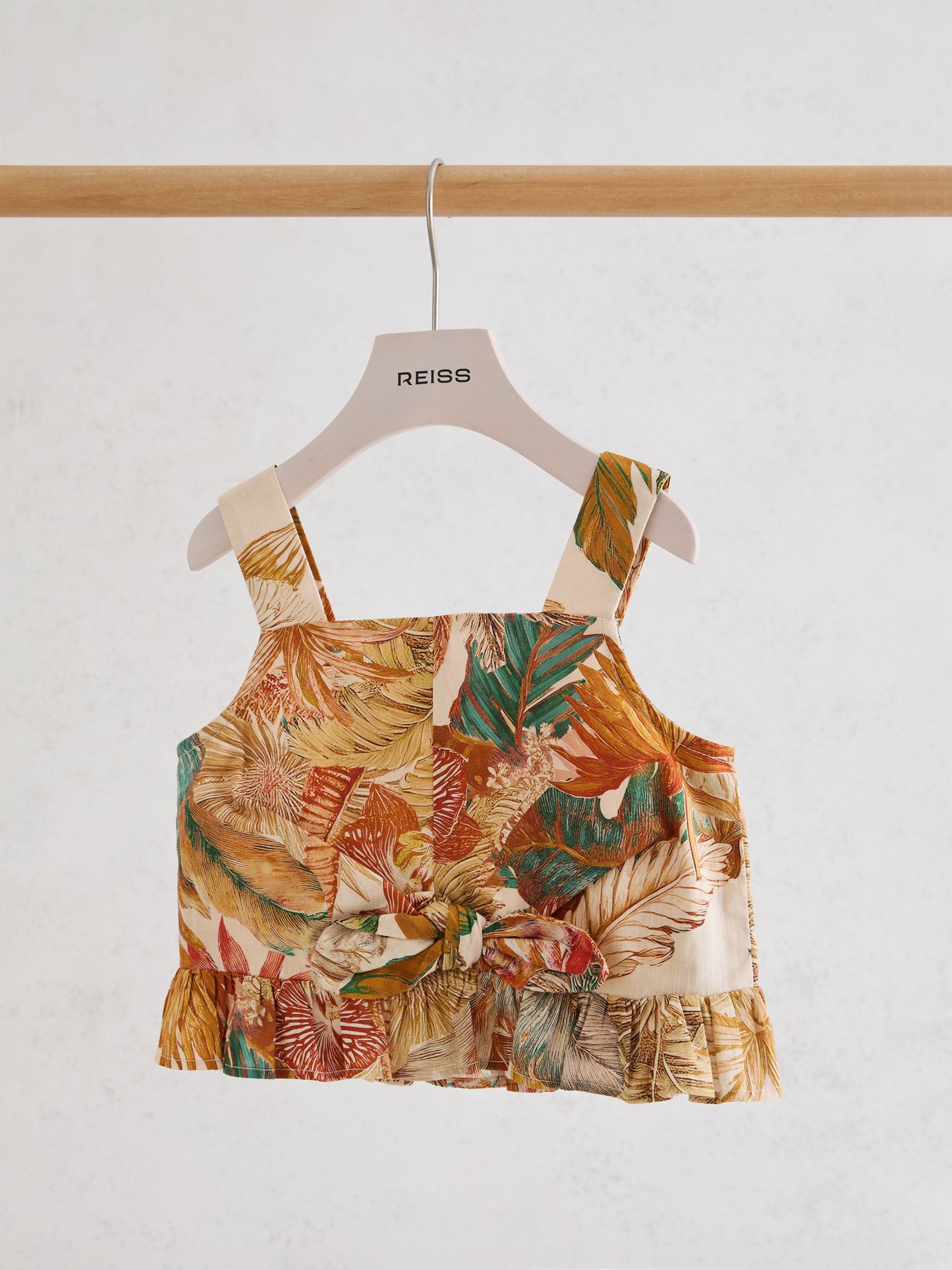 Cotton Printed Crop Top in Neutral - Image 2 of 3