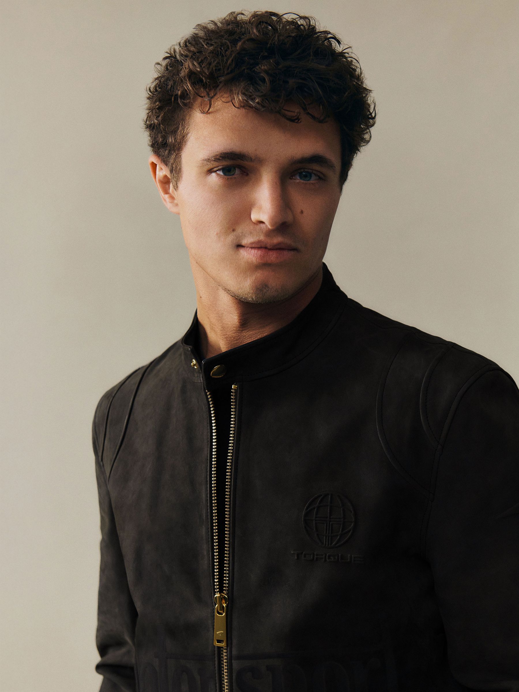 McLaren Racing Embossed Suede Jacket in Steel Grey - Image 1 of 9