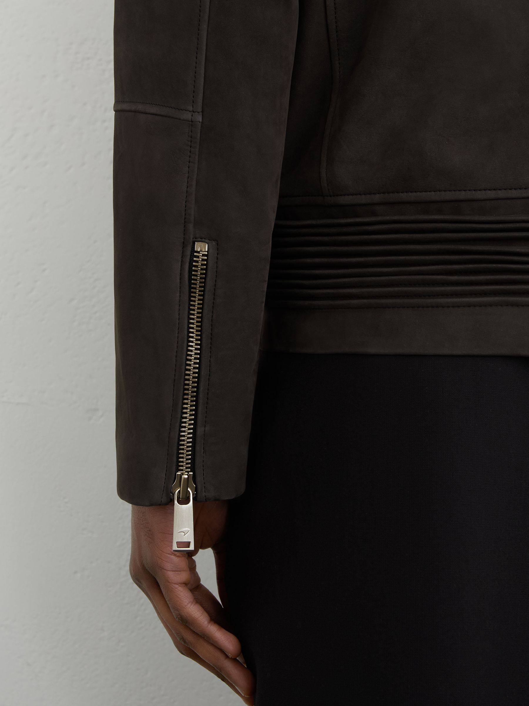 McLaren Racing Embossed Suede Jacket in Steel Grey - Image 4 of 9