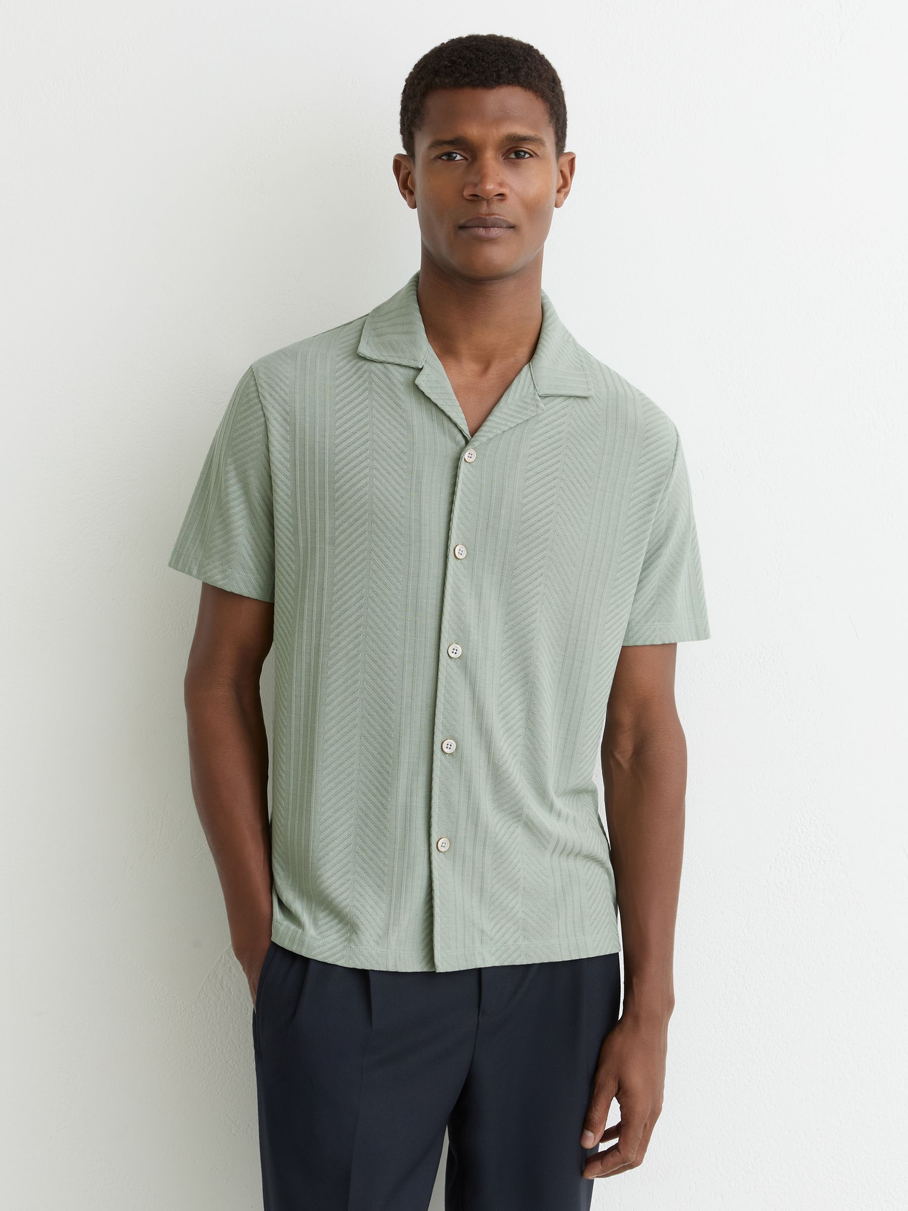 Jacquard Cuban-Collar Shirt in Mint Green - image 2