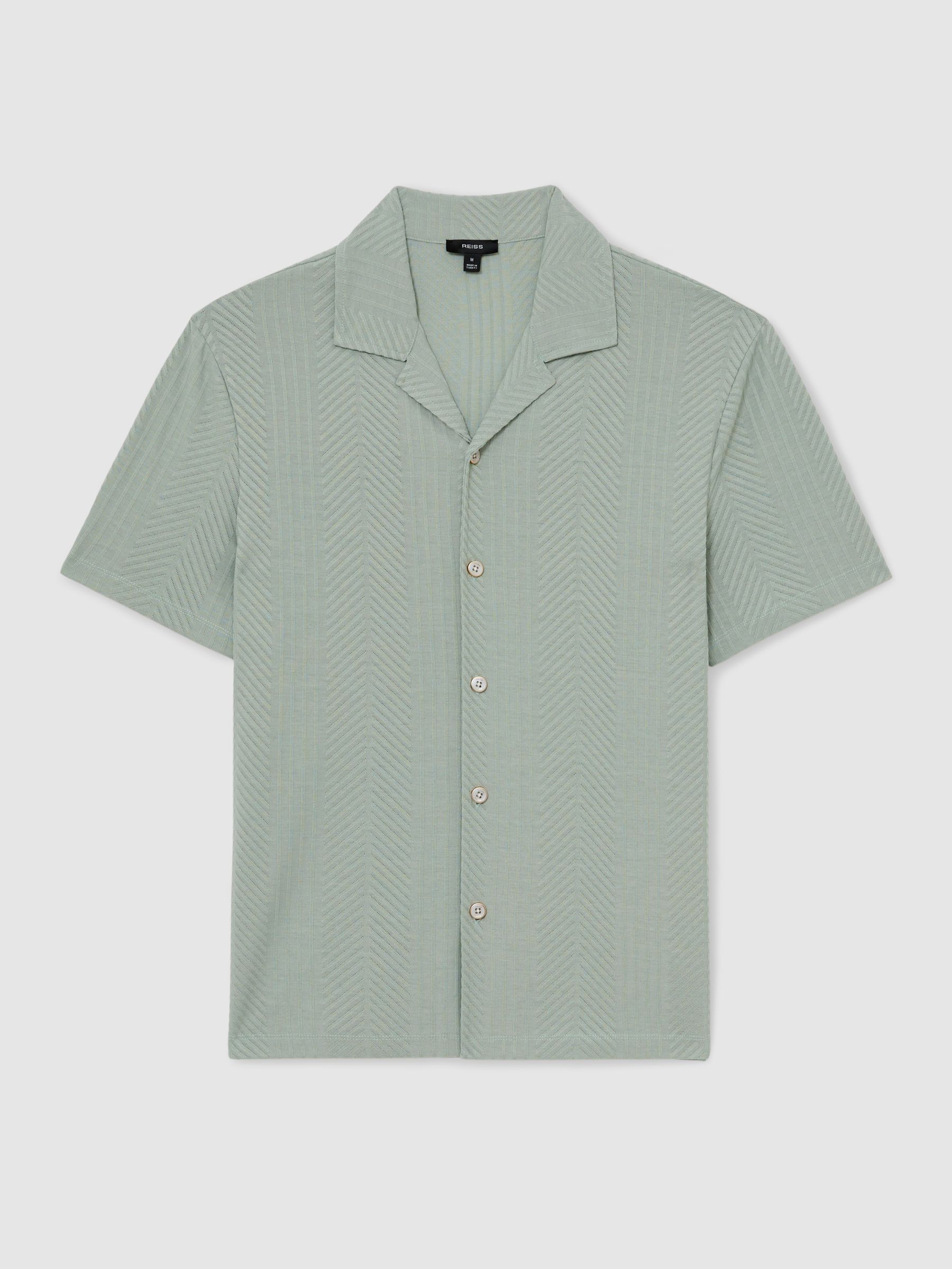 Jacquard Cuban-Collar Shirt in Mint Green - image 1