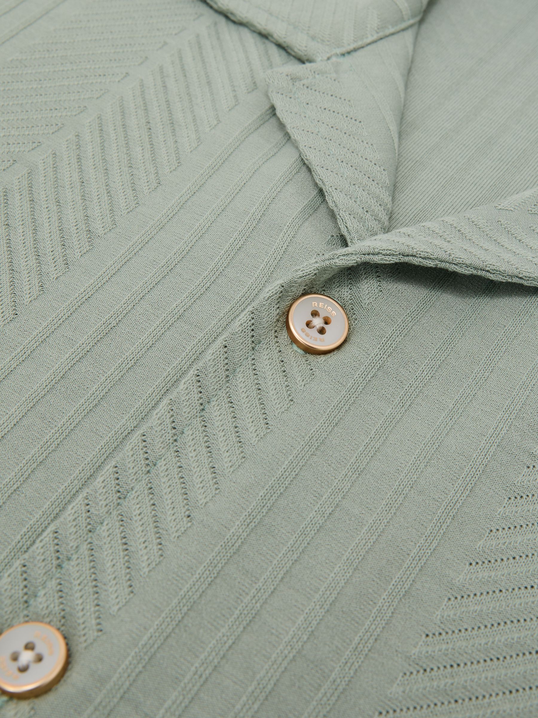 Jacquard Cuban-Collar Shirt in Mint Green - Image 6 of 6