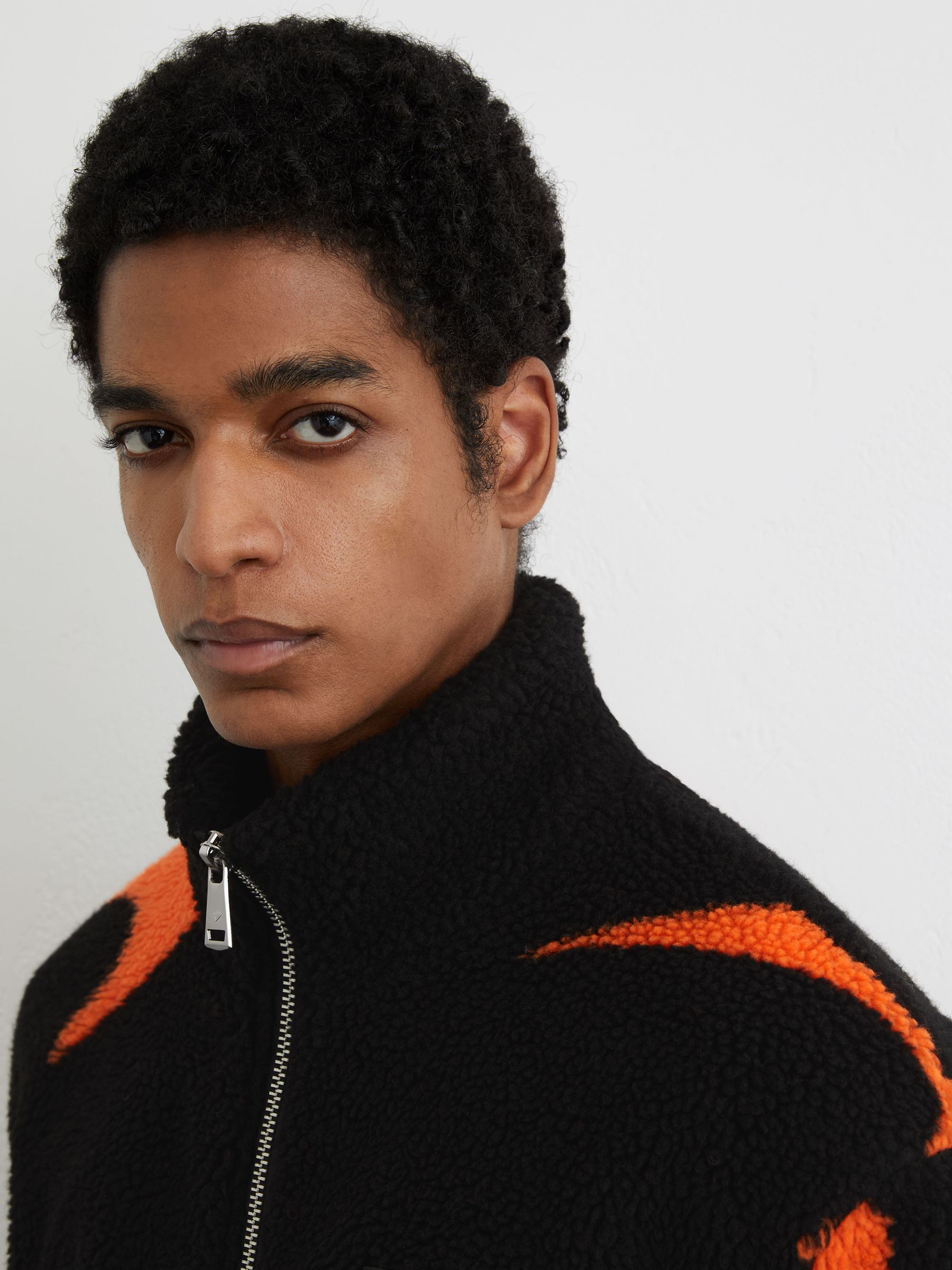 McLaren Racing Speedmark Fleece Jacket Unisex-Fit in Black/Papaya Orange - Image 7 of 9