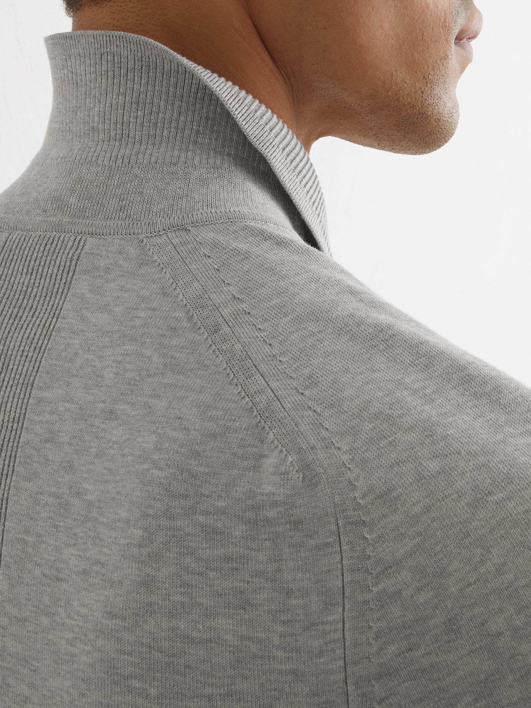 Cotton Concealed-Placket Polo Shirt in Grey Melange - Image 3 of 7