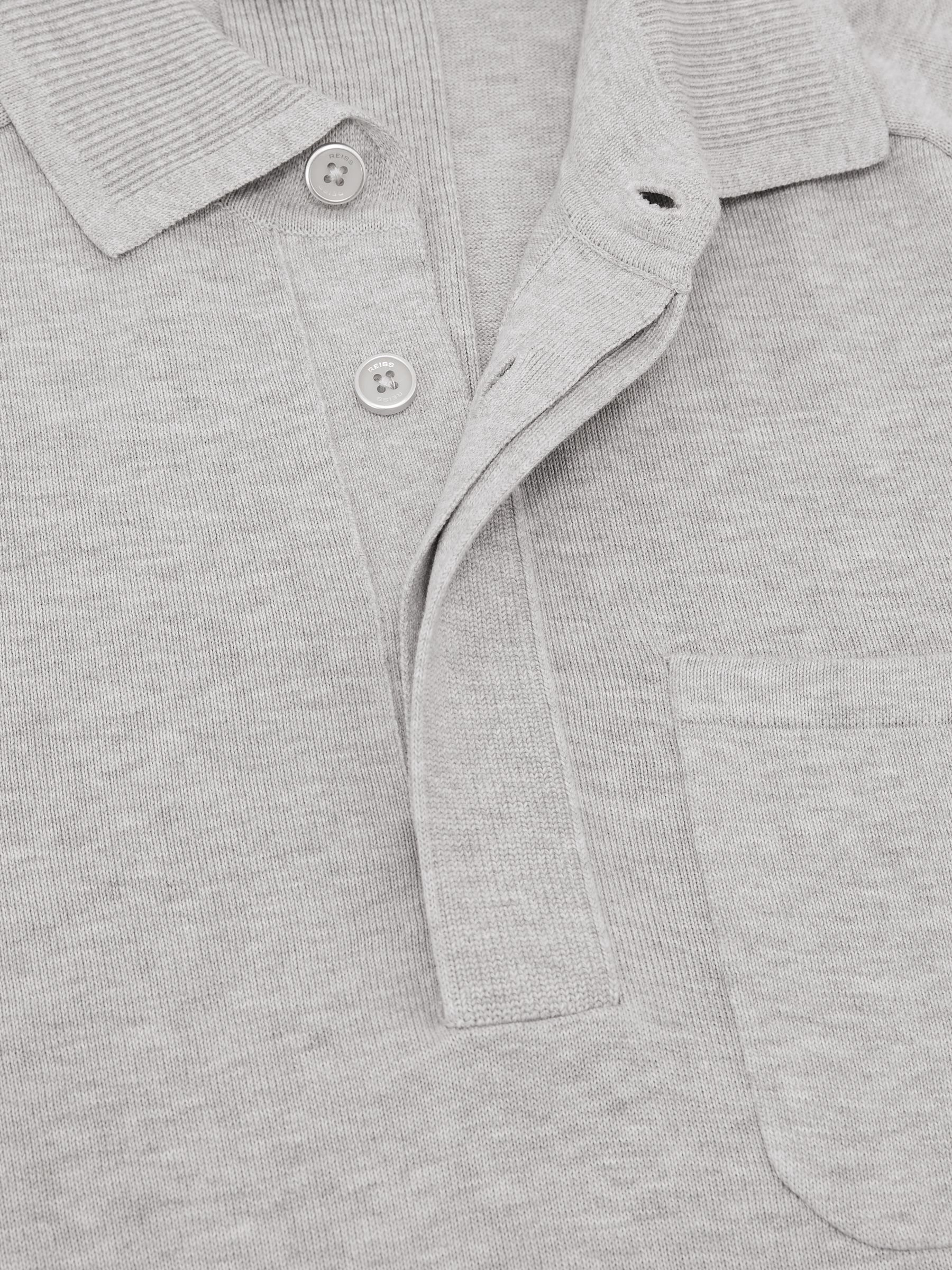 Cotton Concealed-Placket Polo Shirt in Grey Melange - Image 7 of 7