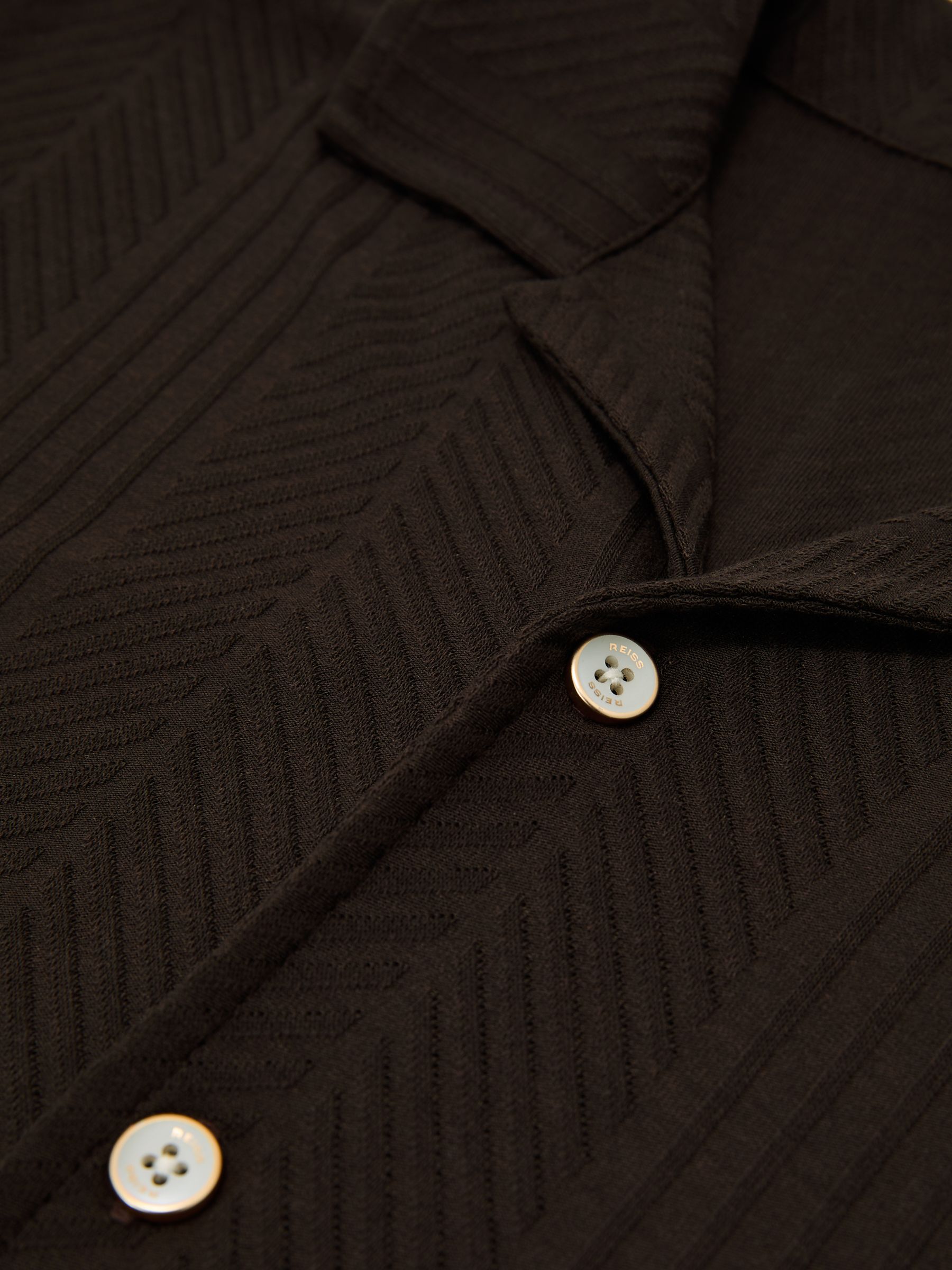 Jacquard Cuban-Collar Shirt in Dark Brown - image 3