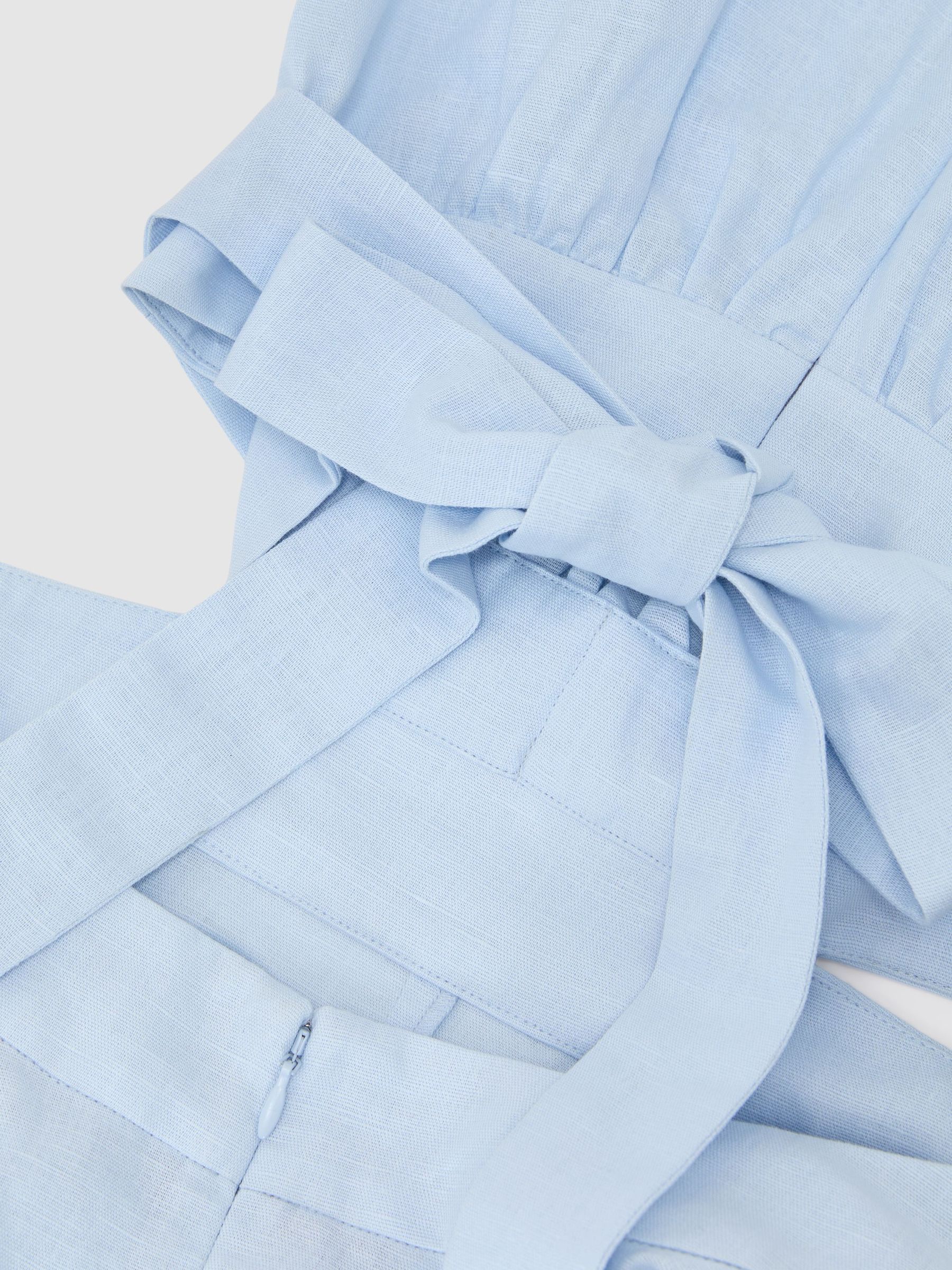 Linen-Cotton Cut-Out Midi Dress in Blue - image 3