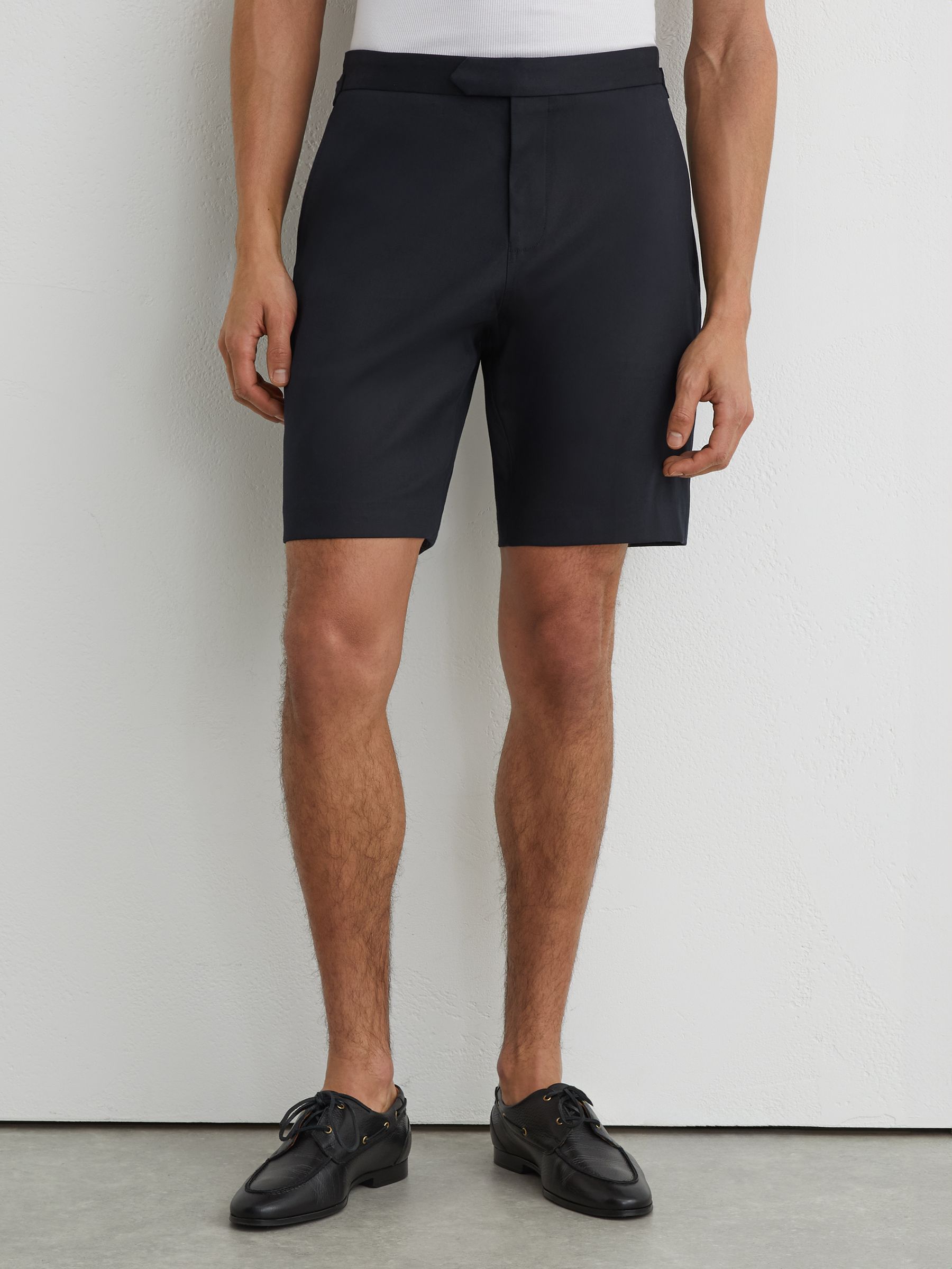 Cotton-Blend Side-Adjuster Shorts in Navy - Image 3 of 6
