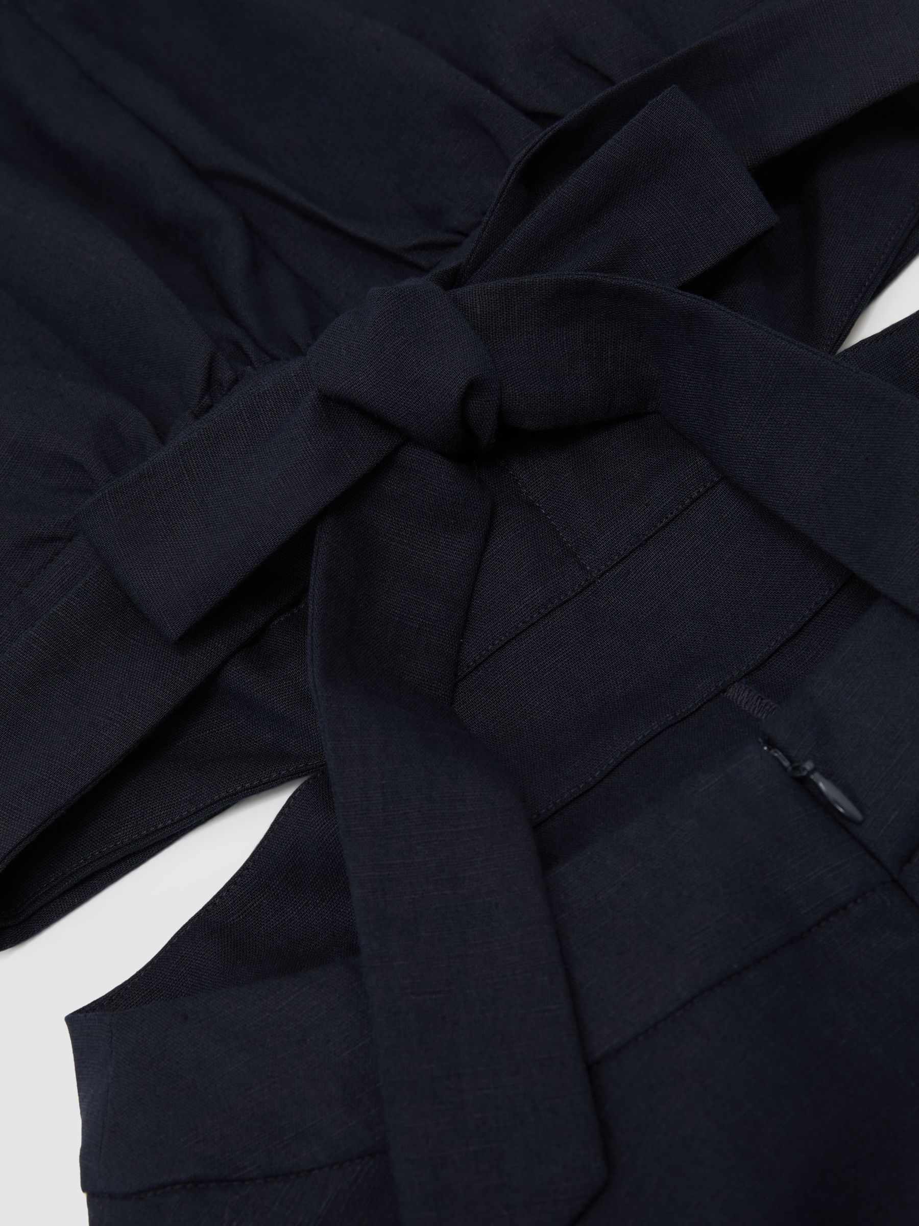 Linen-Cotton Cut-Out Midi Dress in Navy - image 3