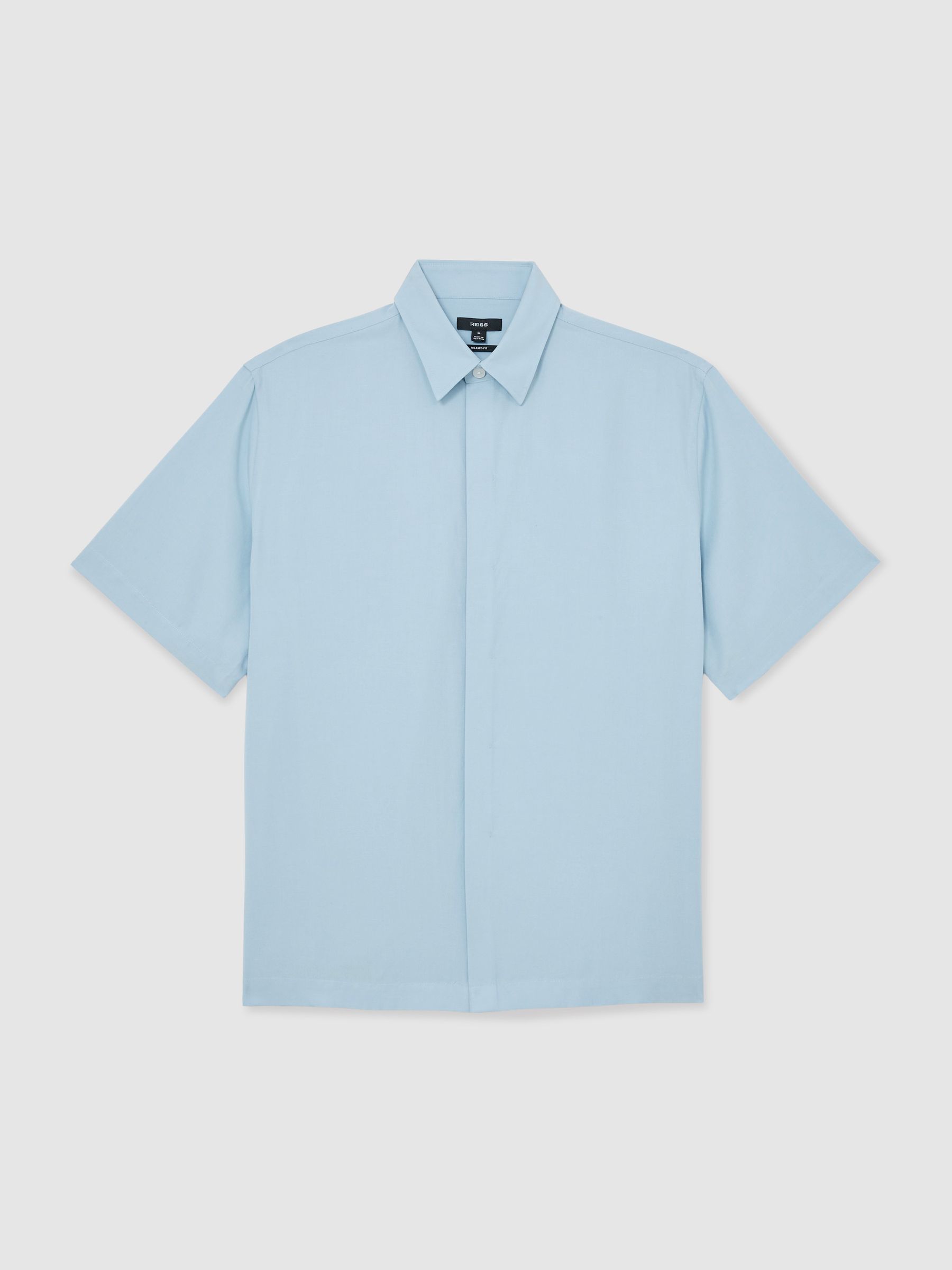 Lyocell-Linen Short-Sleeve Shirt in Soft Blue - image 1