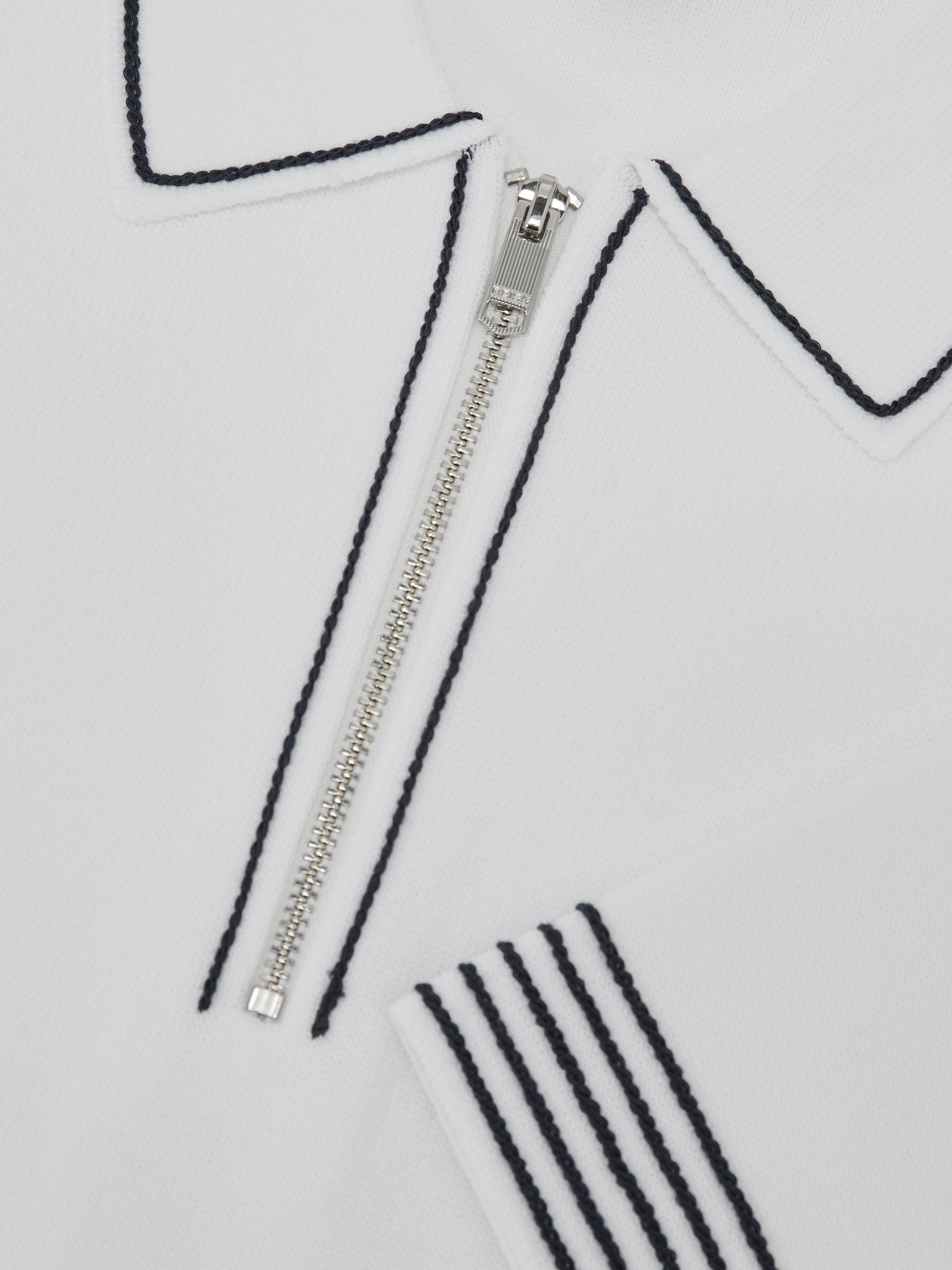 Stitch-Detail Half-Zip Polo Shirt in White - Image 6 of 6