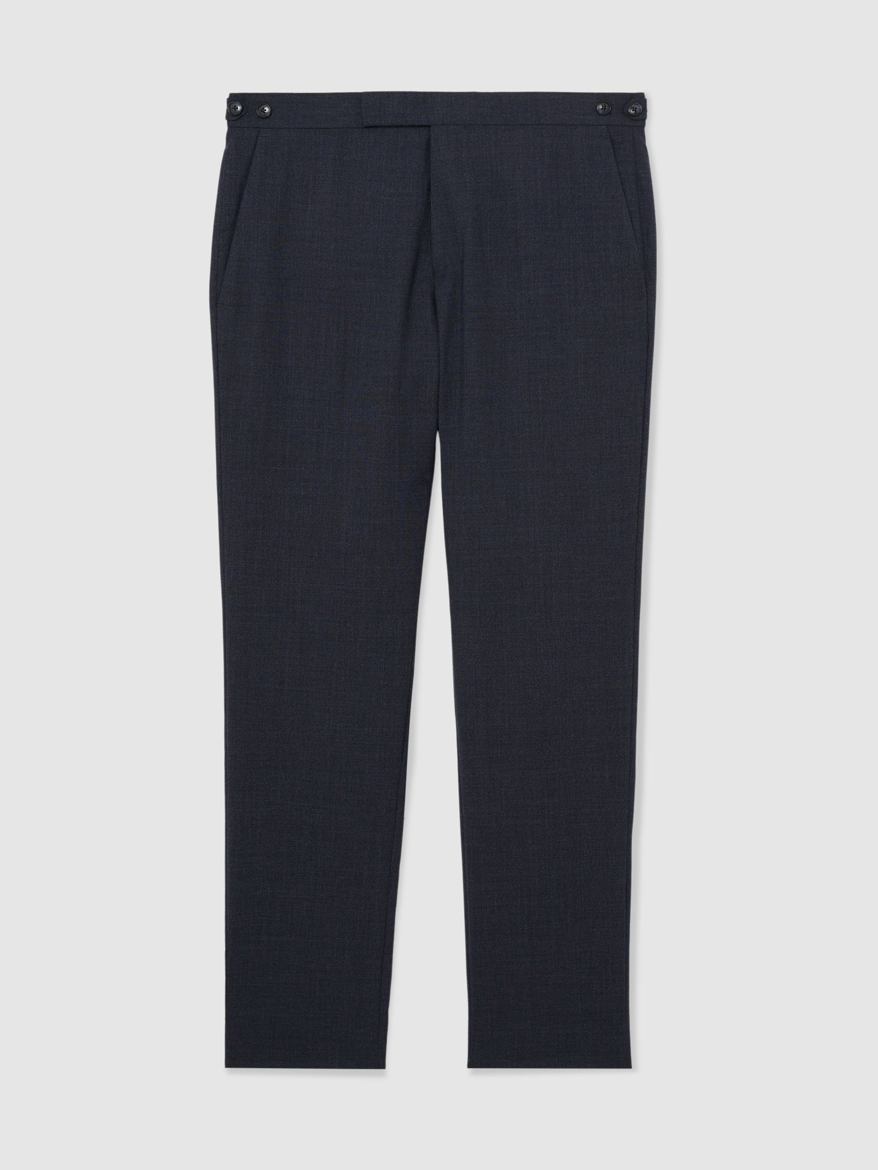 Wool Textured Tailored-Fit Trousers in Airforce Blue - Image 2 of 6 Wool Textured Tailored-Fit Trousers in Airforce Blue - Image 2 of 6