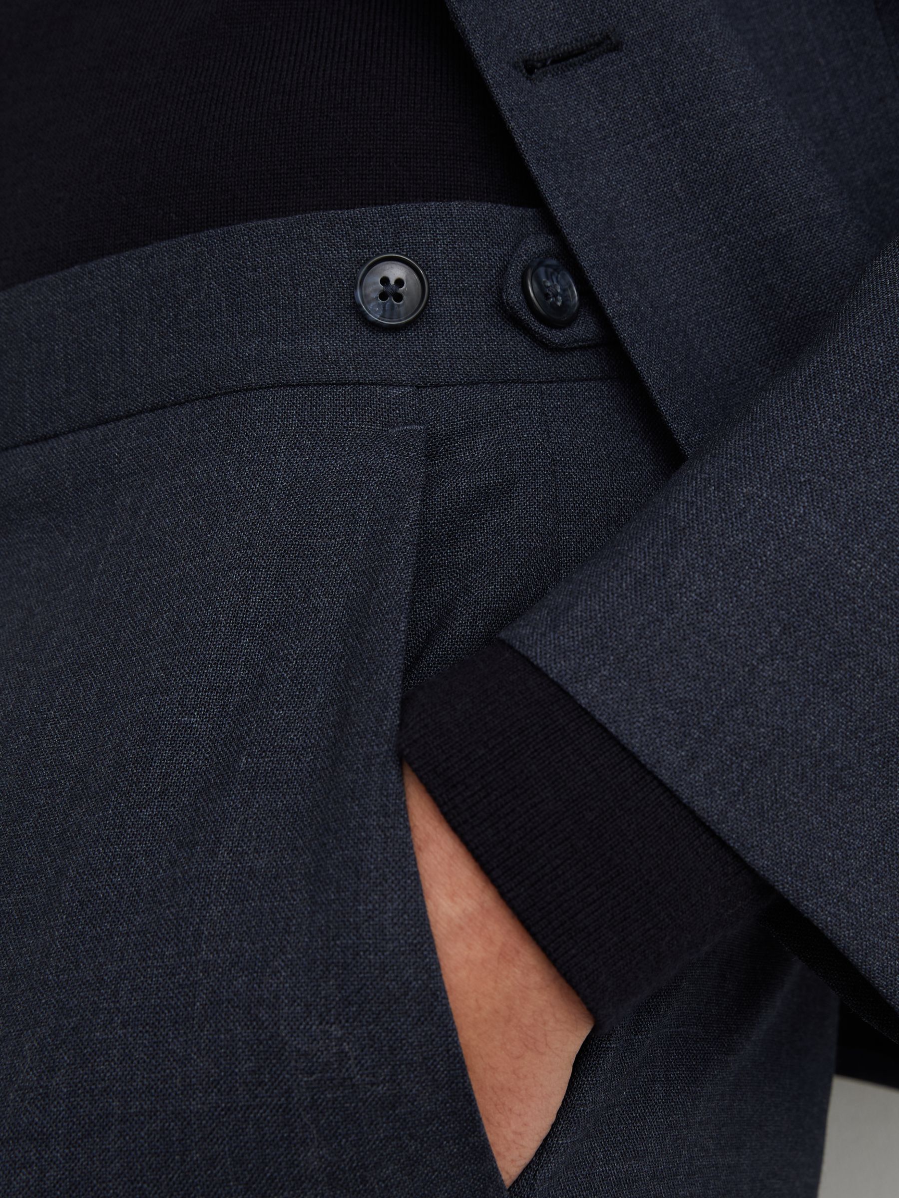 Tailored Fit Wool Textured Trousers in Airforce Blue - image 5